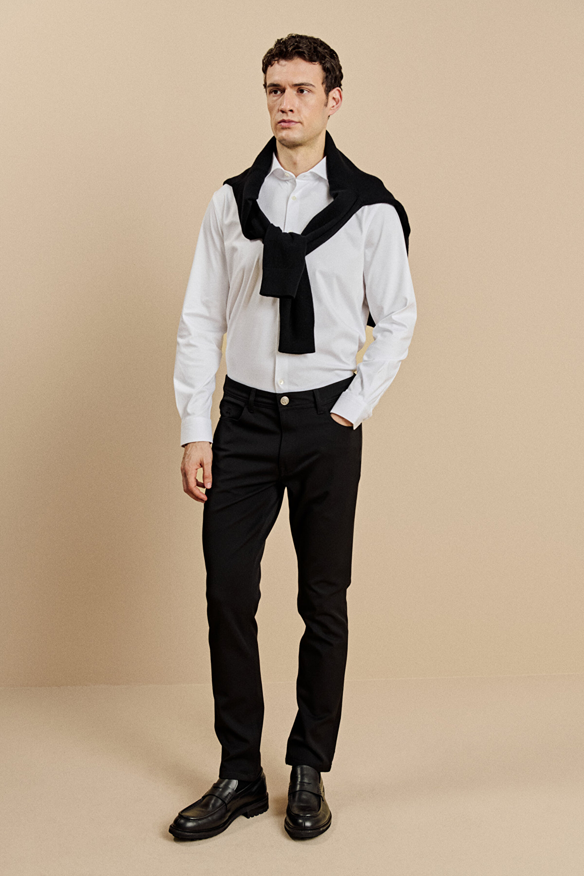 Slim Fit Normal Bel 5 Cepli Performans Pantolon - Siyah (görsel 2)