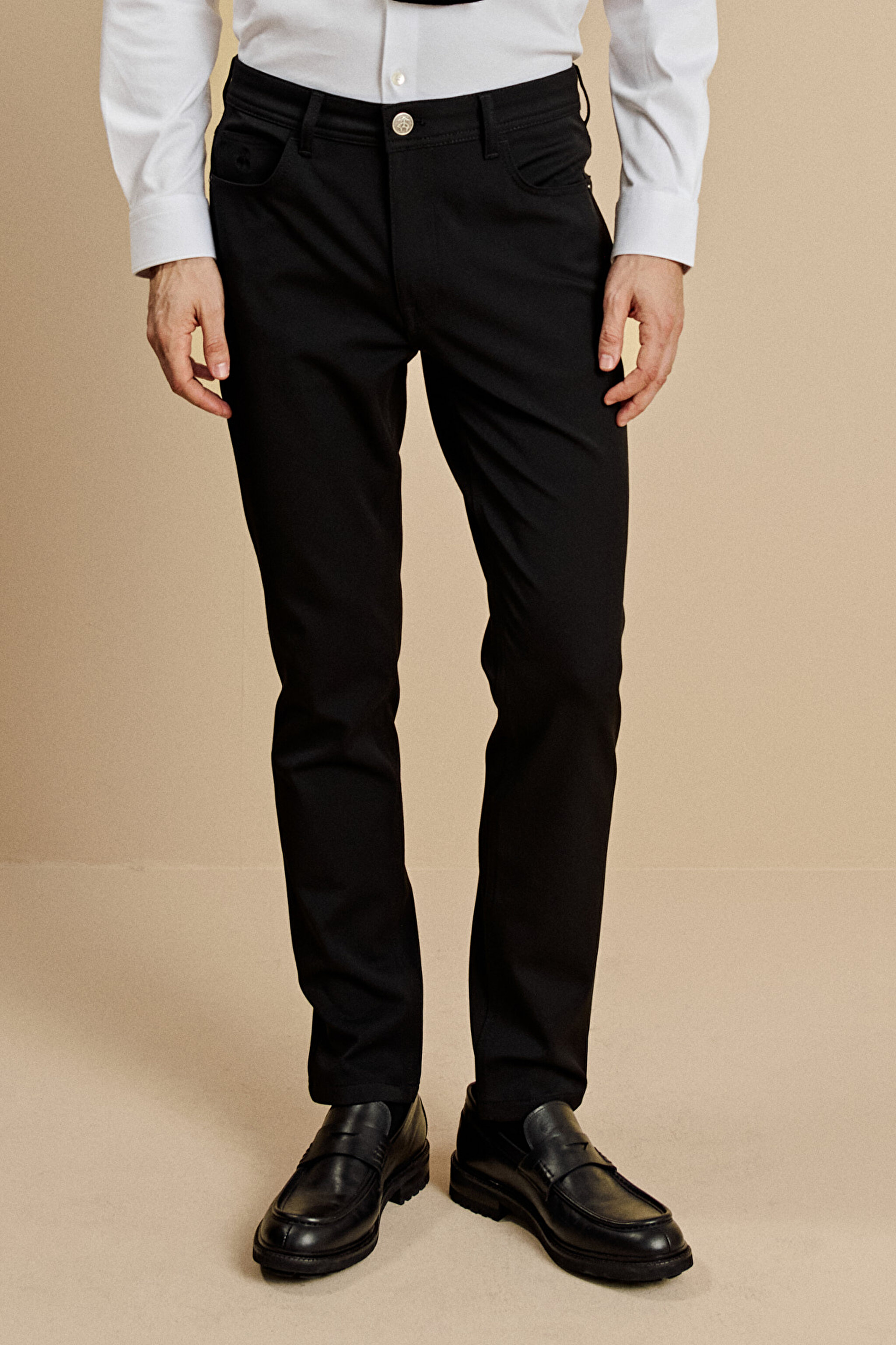 Slim Fit Normal Bel 5 Cepli Performans Pantolon - Siyah (görsel 3)