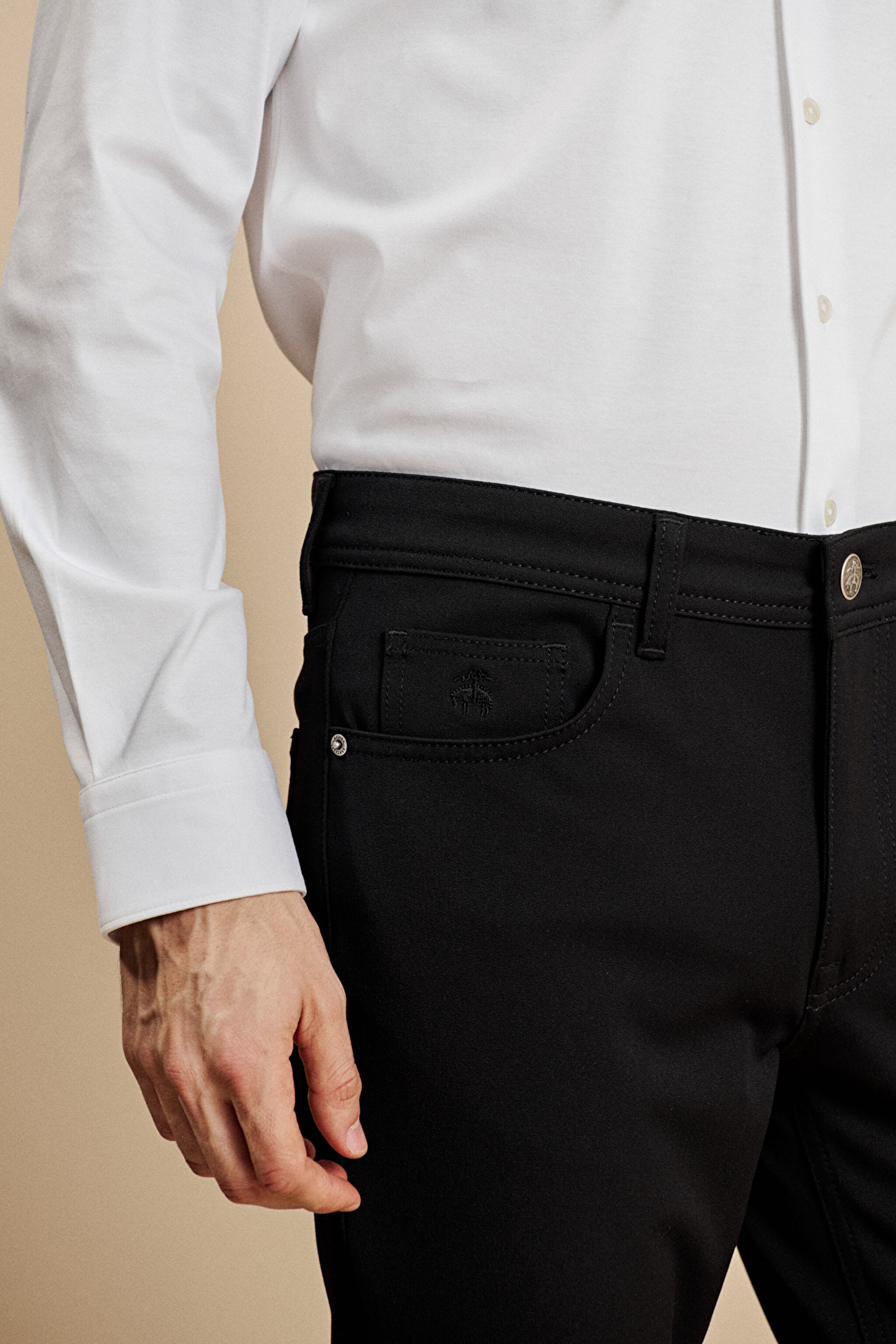 Slim Fit Normal Bel 5 Cepli Performans Pantolon - Siyah (görsel 4)