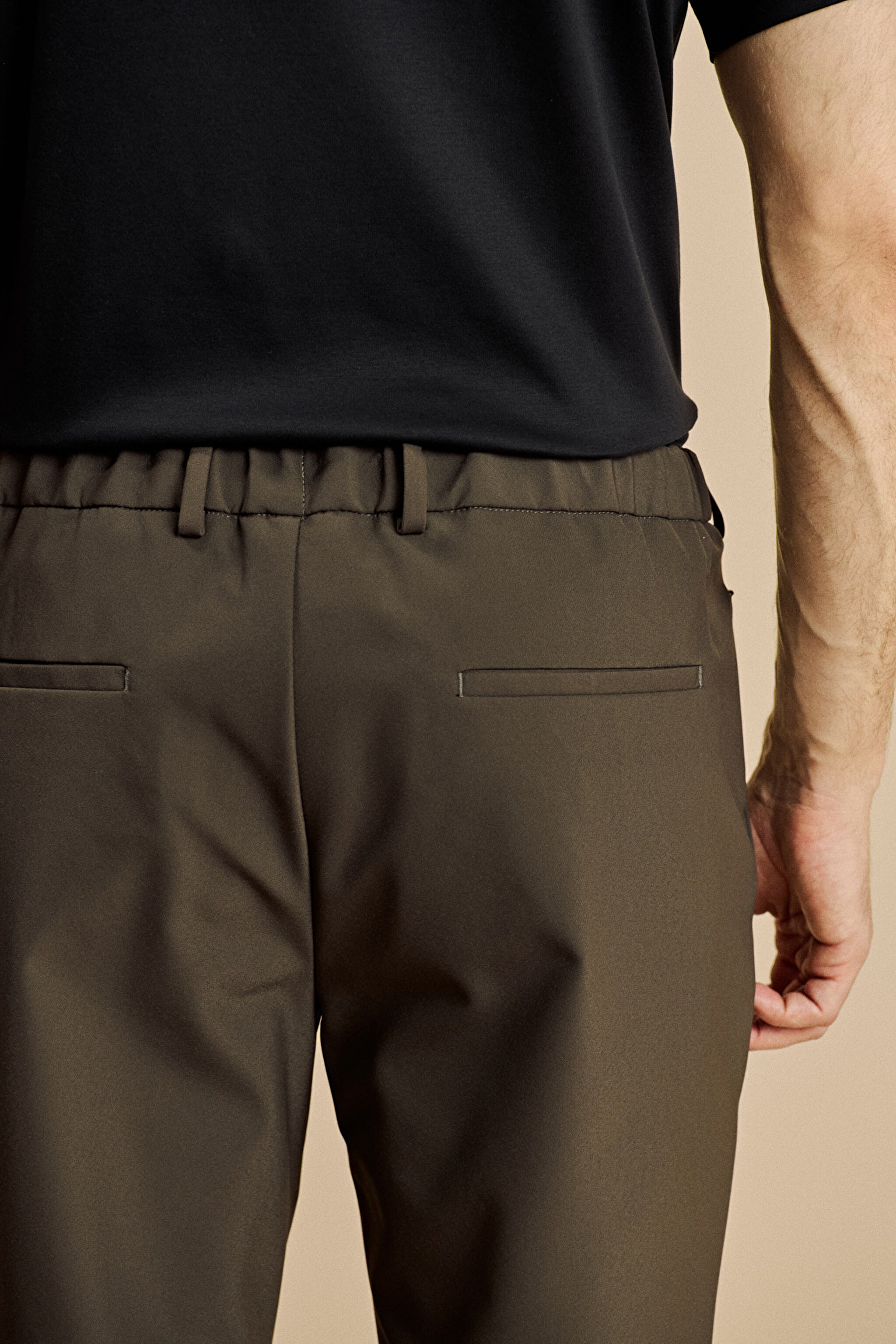 Slim Fit Düz Paça Bağcıklı Performans Pantolon - Haki (görsel 6)