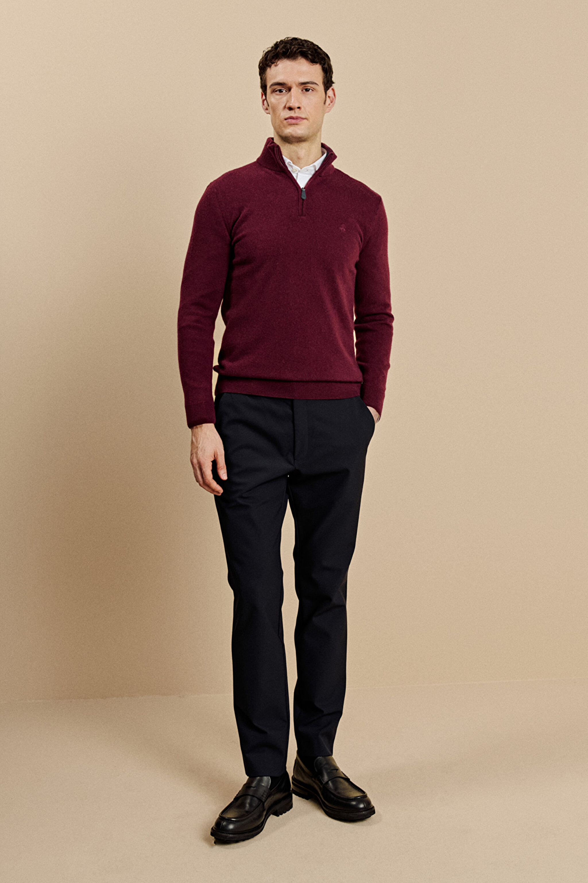 Slim Fit Düz Paça Bağcıklı Performans Pantolon - Lacivert (görsel 2)