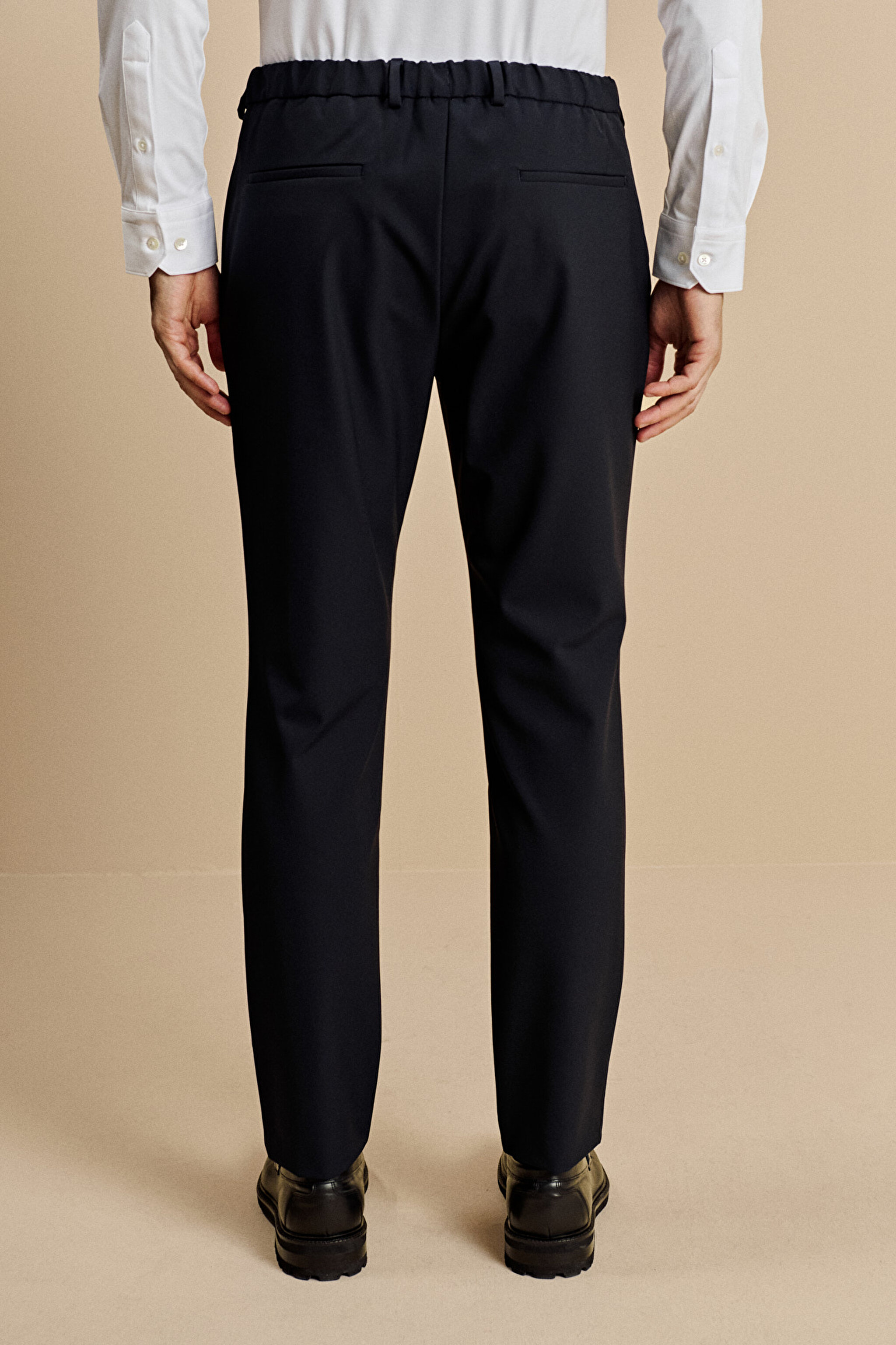 Slim Fit Düz Paça Bağcıklı Performans Pantolon - Lacivert (görsel 5)