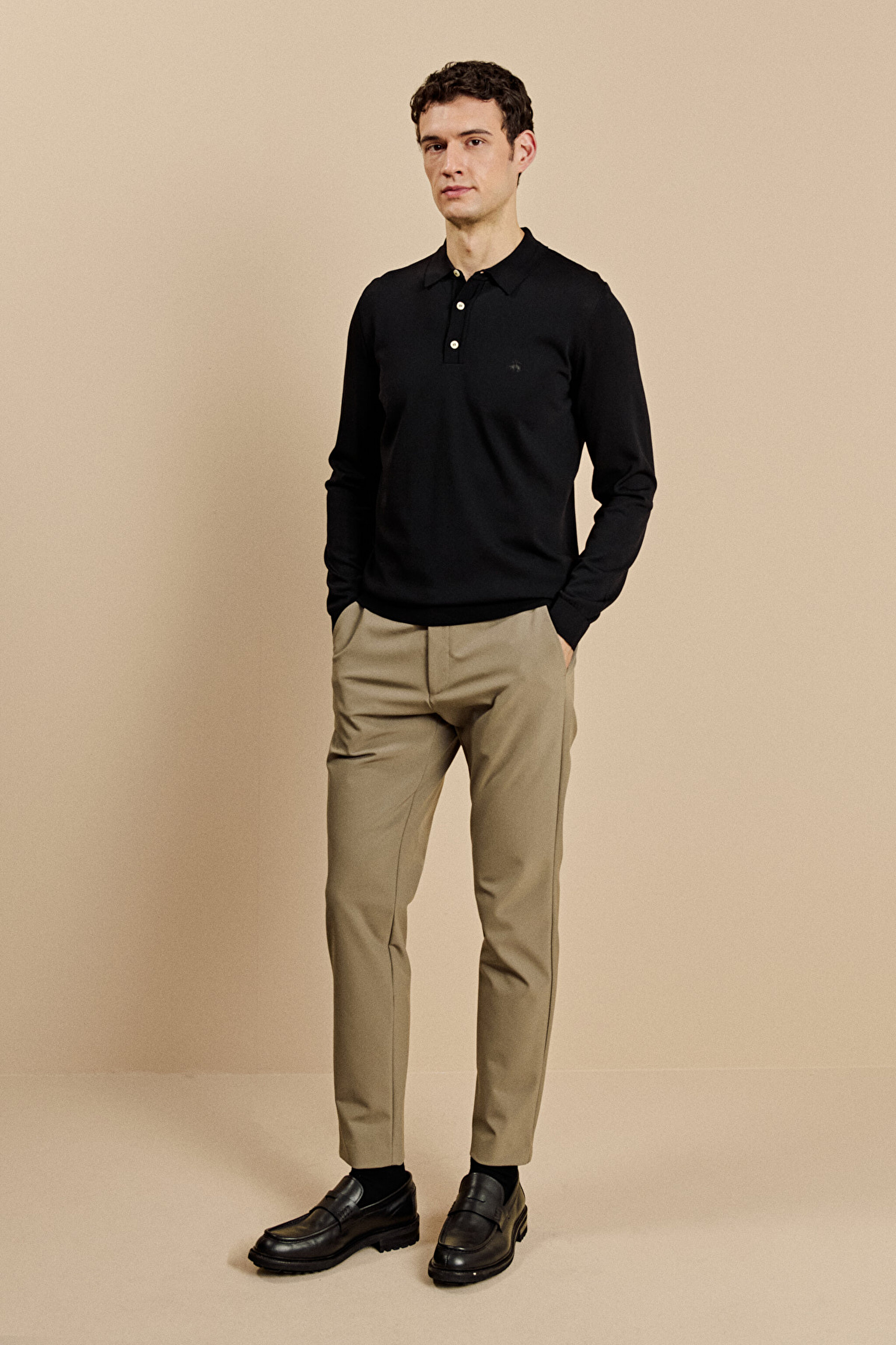 Slim Fit Düz Paça Bağcıklı Performans Pantolon - Vizon (görsel 2)