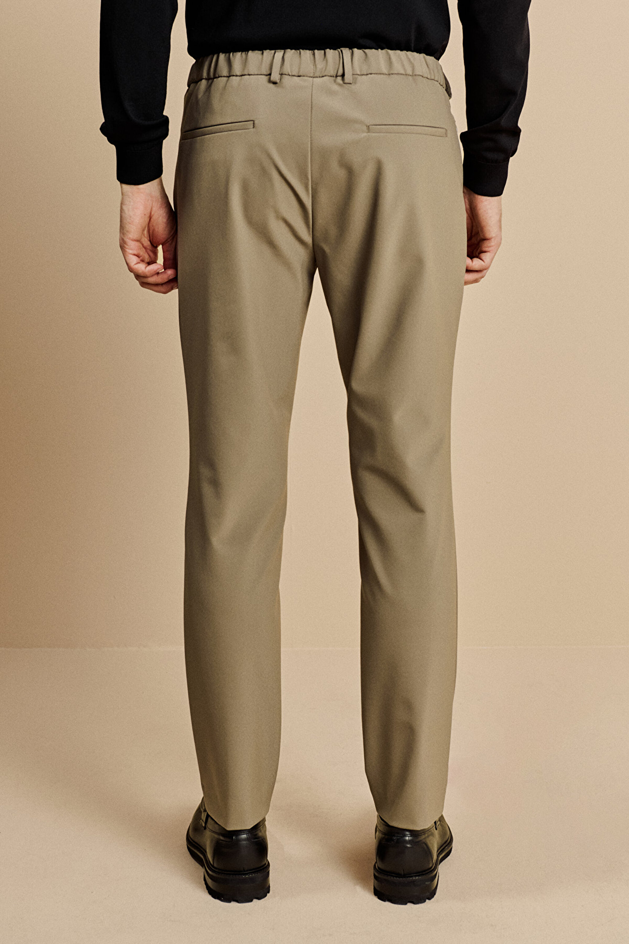 Slim Fit Düz Paça Bağcıklı Performans Pantolon - Vizon (görsel 5)