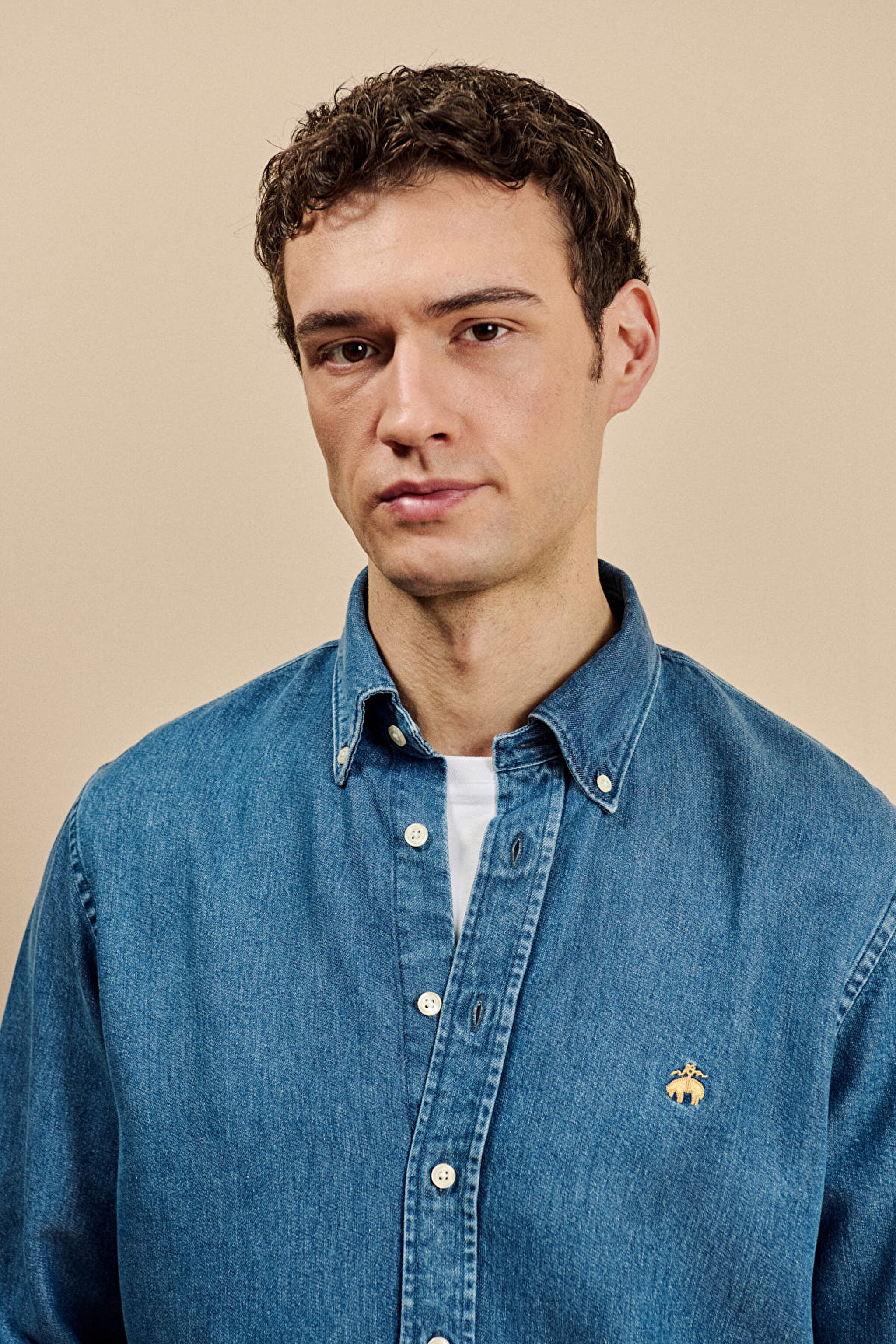 Düğmeli Yaka Regular Fit Denim Gömlek - Indigo (görsel 5)