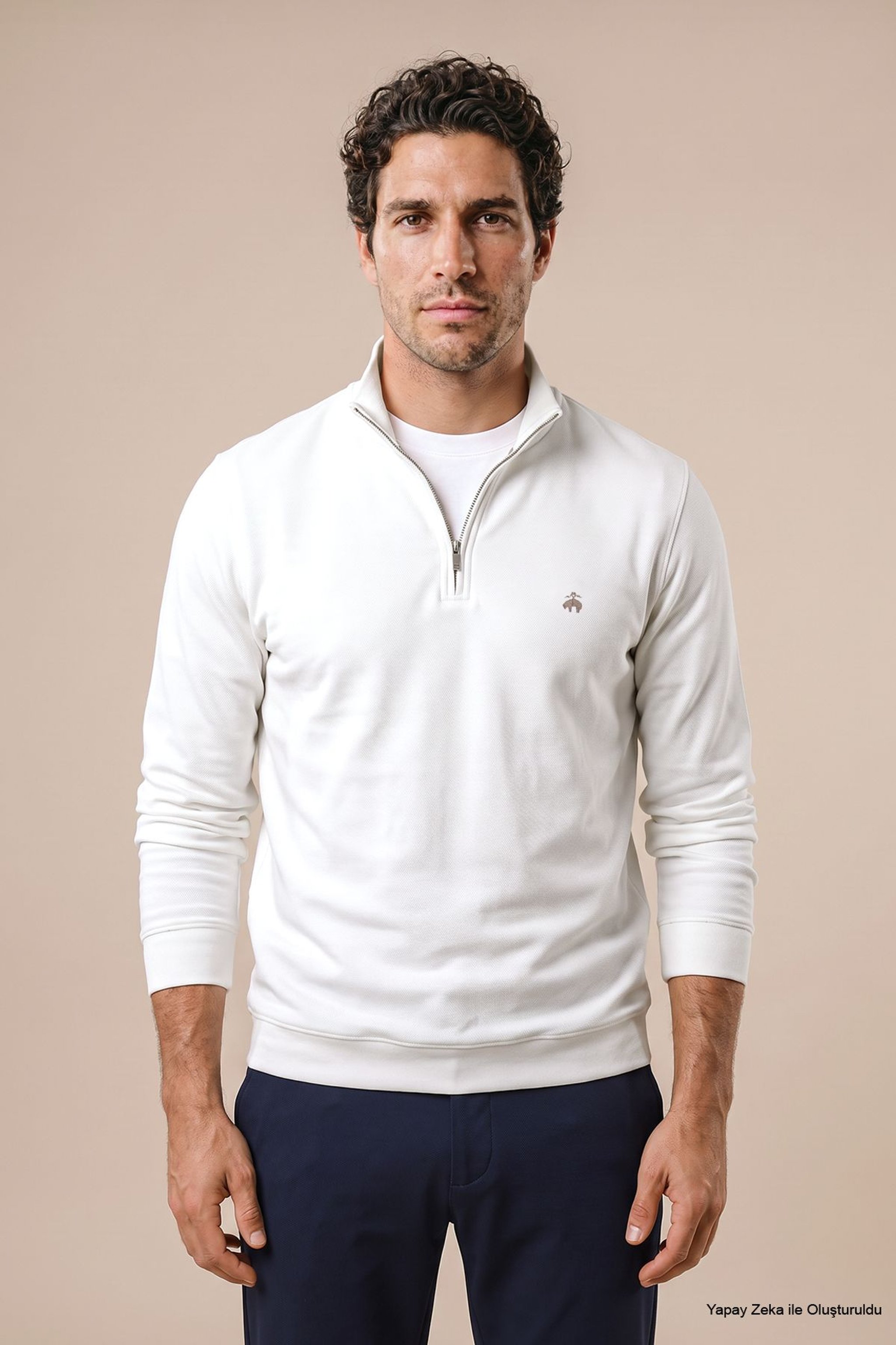 Bato Yaka Selanik Örgü Sweatshirt - Ekru (görsel 2)