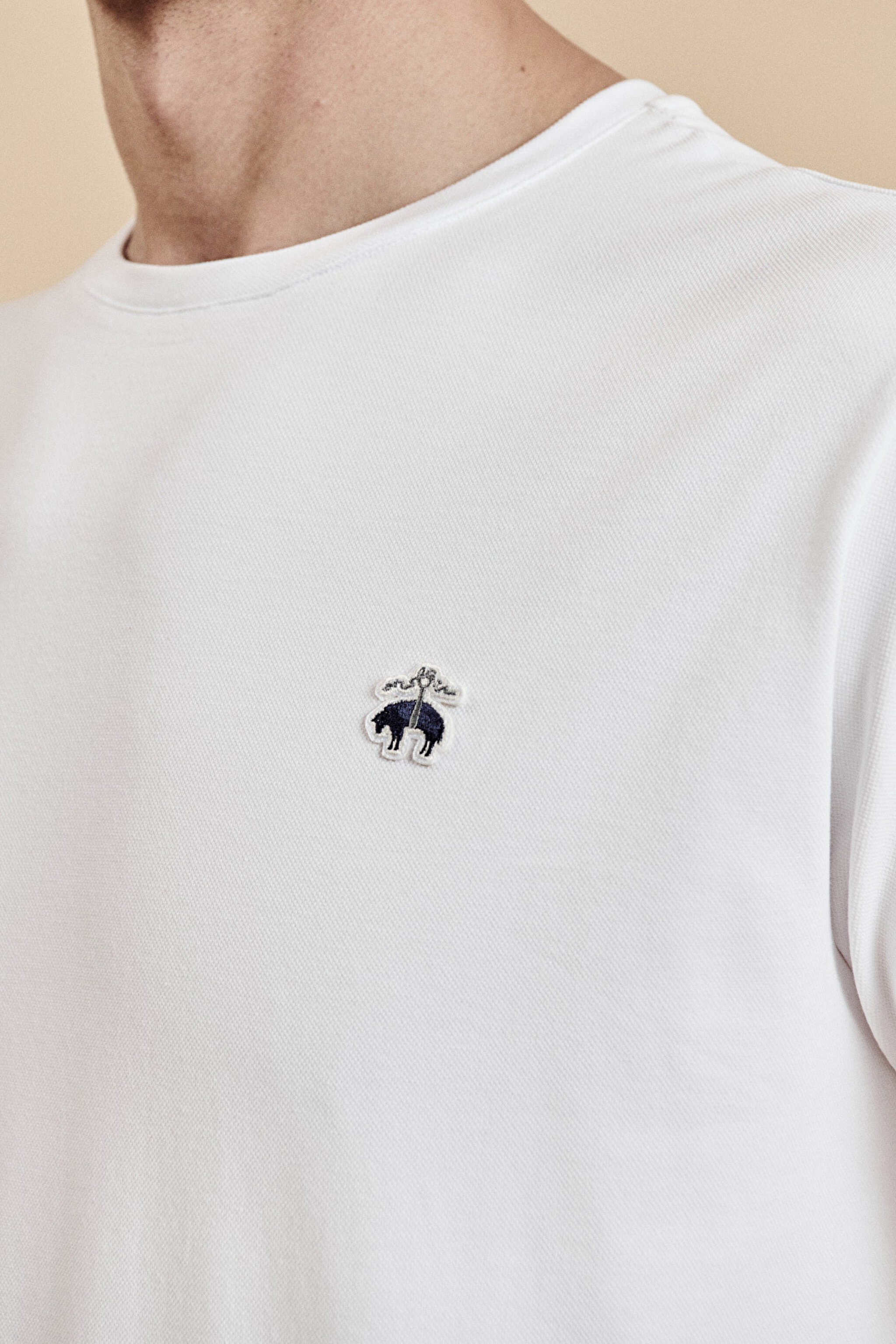 Bisiklet Yaka Triko T-Shirt - Beyaz (görsel 6)