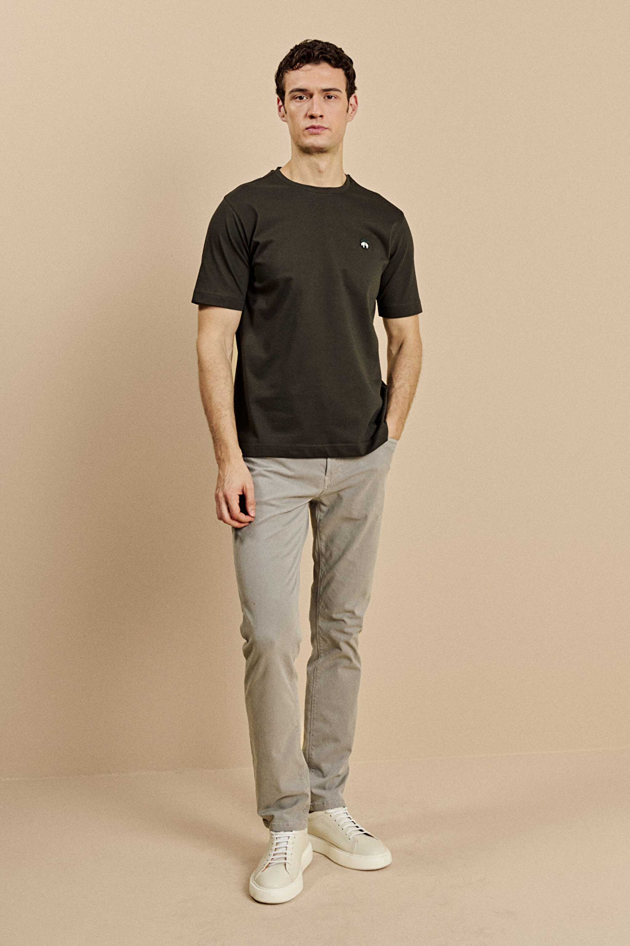 Bisiklet Yaka Triko T-Shirt - Koyu Yeşil (görsel 3)