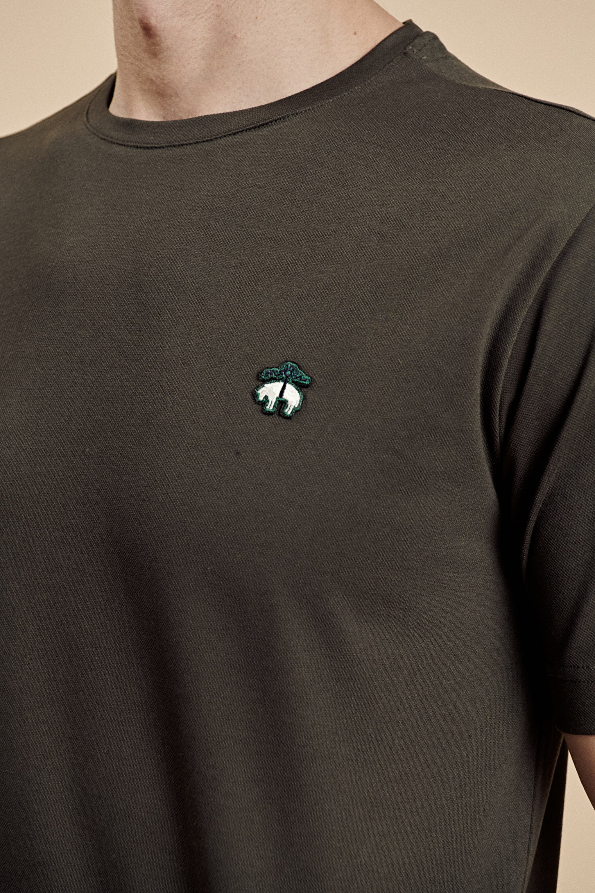 Bisiklet Yaka Triko T-Shirt - Koyu Yeşil (görsel 6)