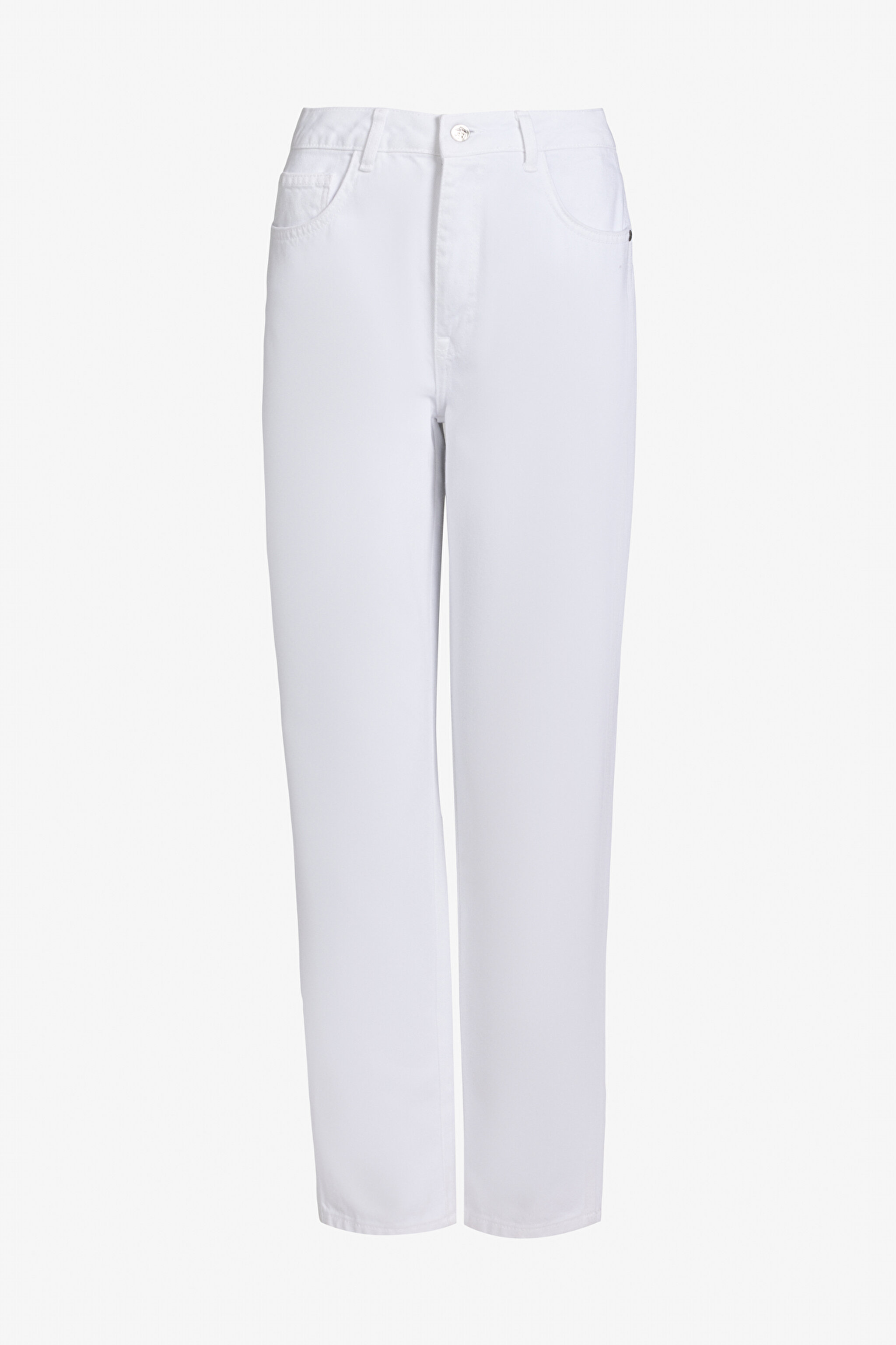 Yüksek Bel Denim Pantolon - Beyaz (görsel 7)