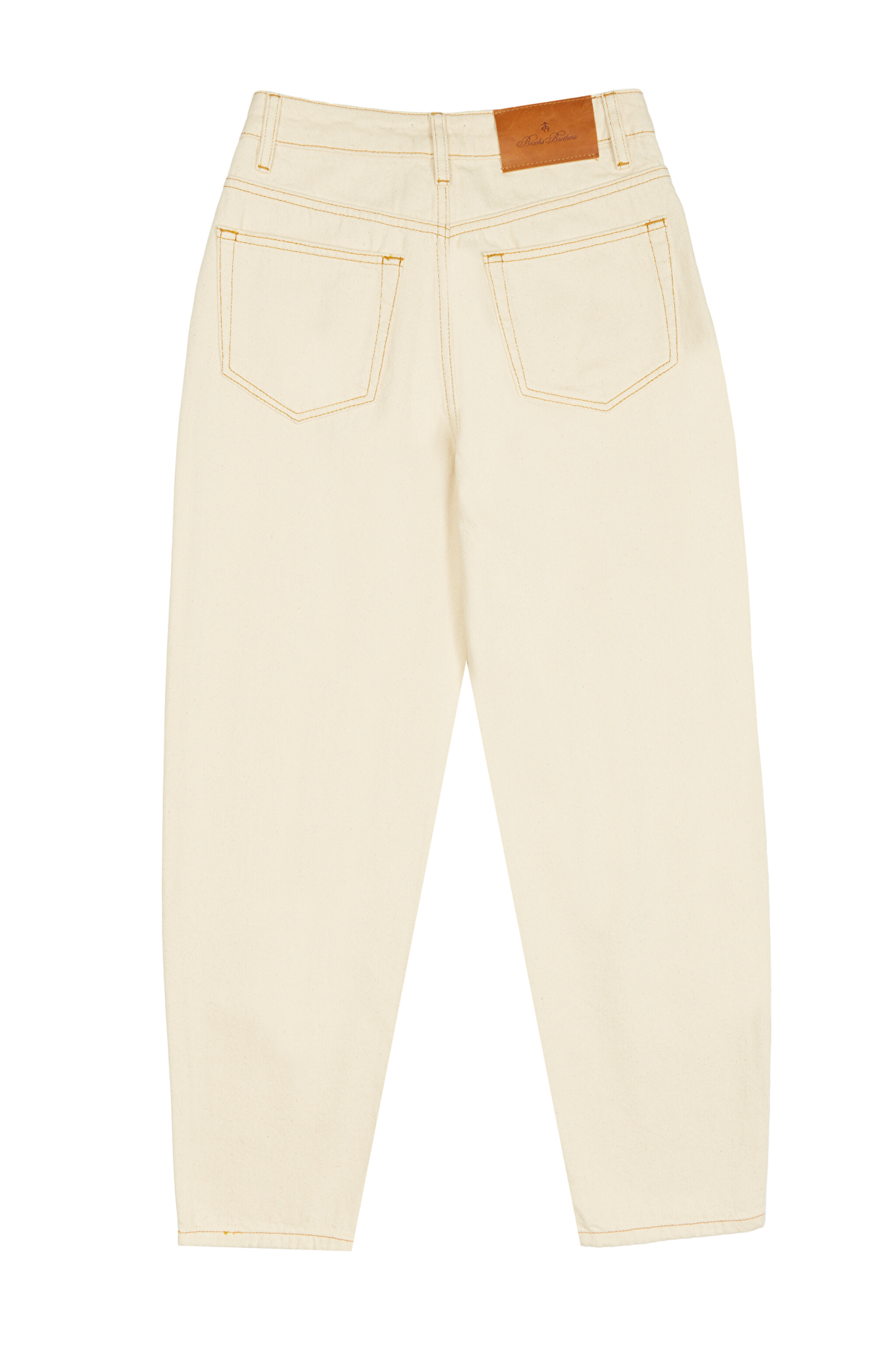 %100 Pamuk Yüksek Bel Denim Pantolon - Bej (görsel 8)