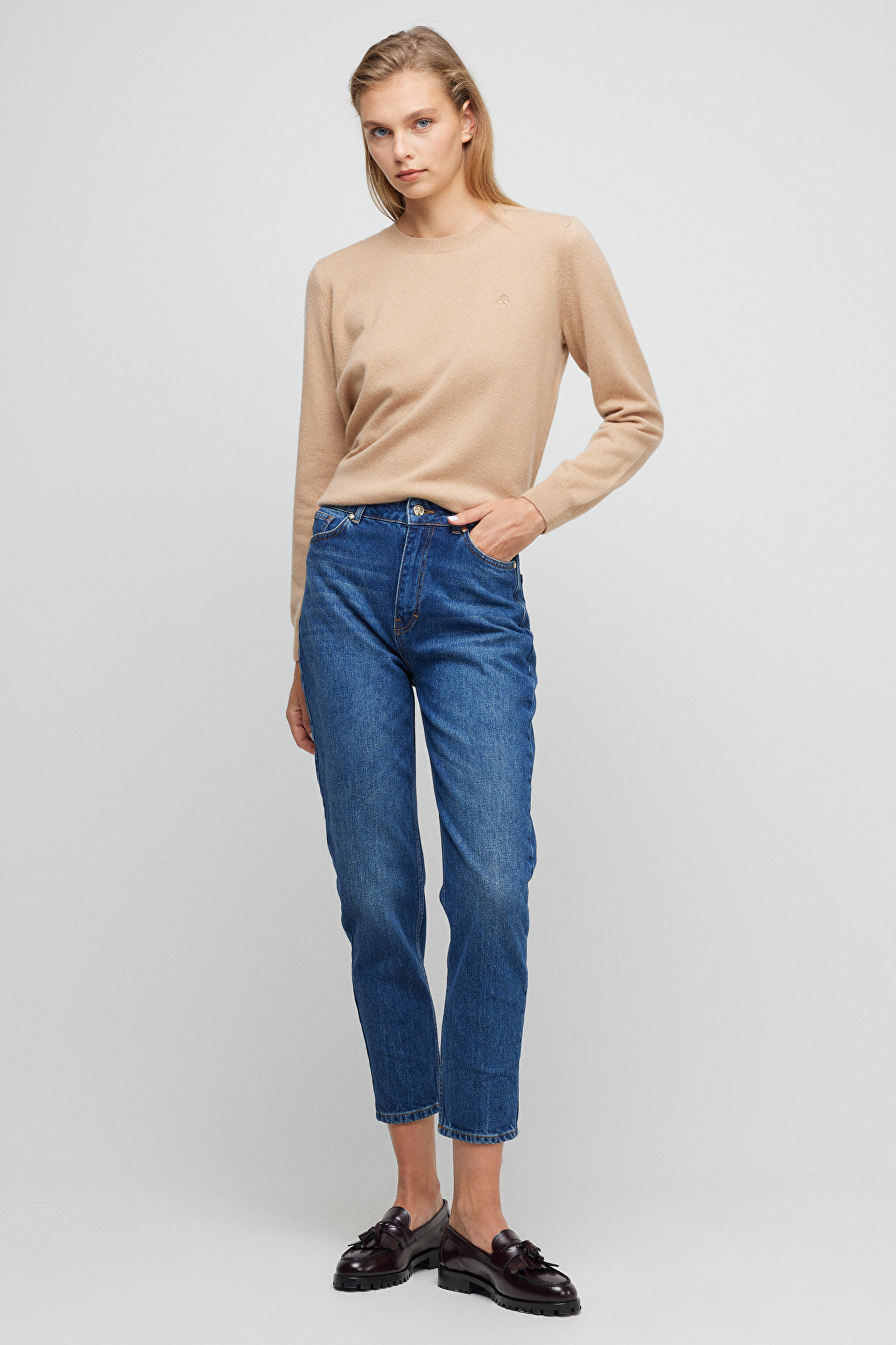 %100 Pamuk Slim Fit Denim Pantolon - Mavi
