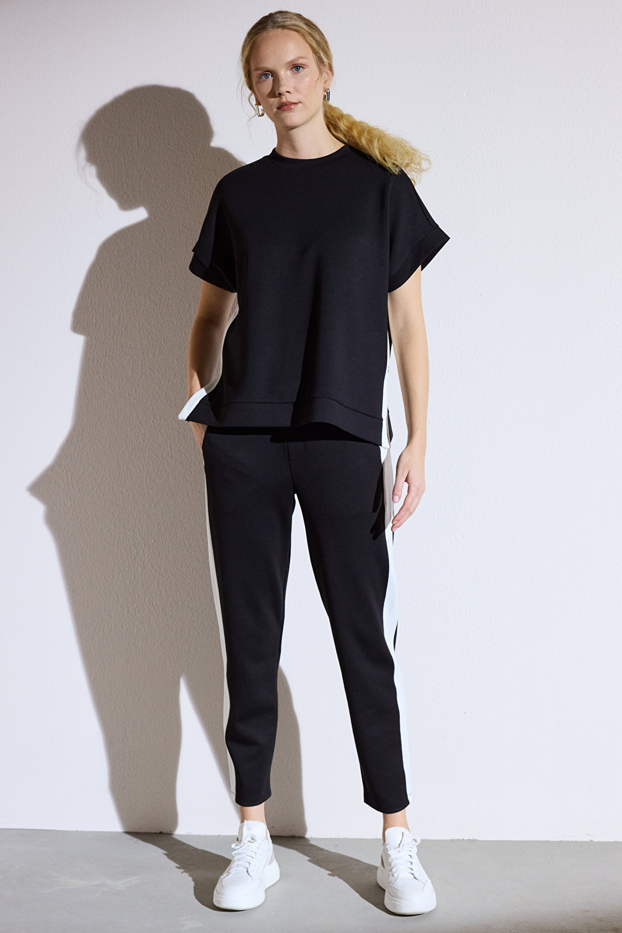 Scuba Sandy Cepli Sweatpant - Siyah-Ekru (görsel 3)