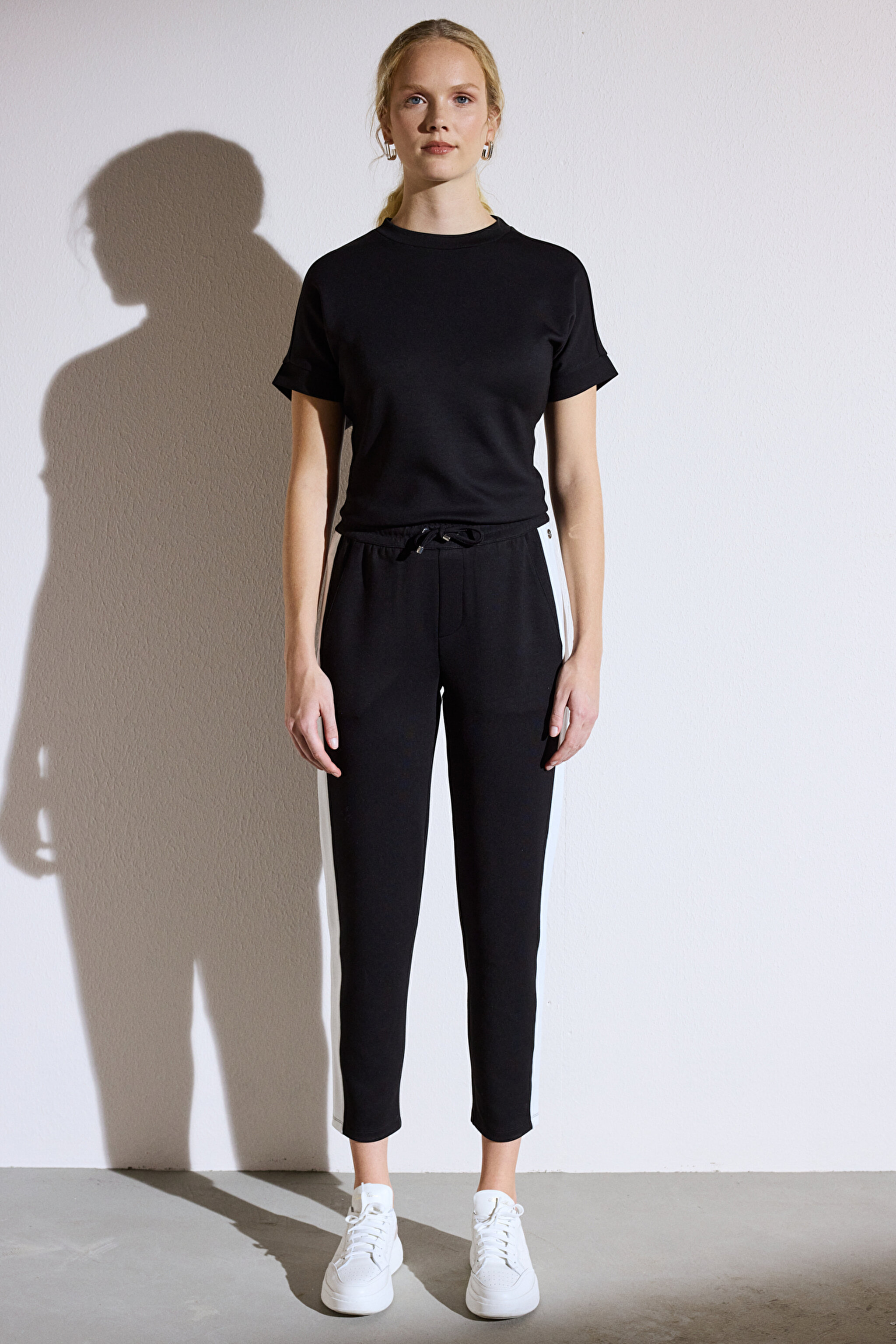 Scuba Sandy Cepli Sweatpant - Siyah-Ekru (görsel 8)