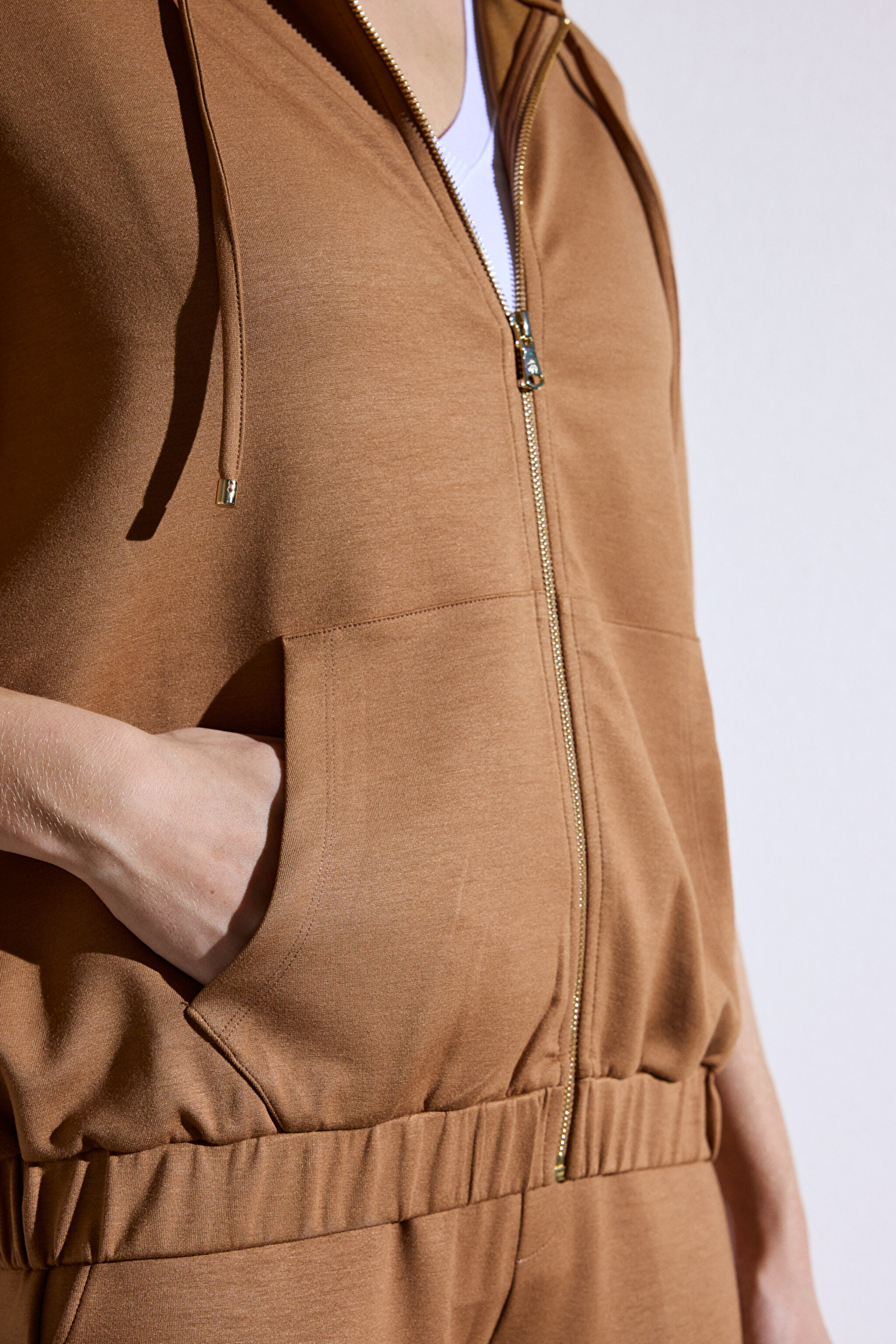 Kapüşonlu Sweatshirt - Camel (görsel 5)