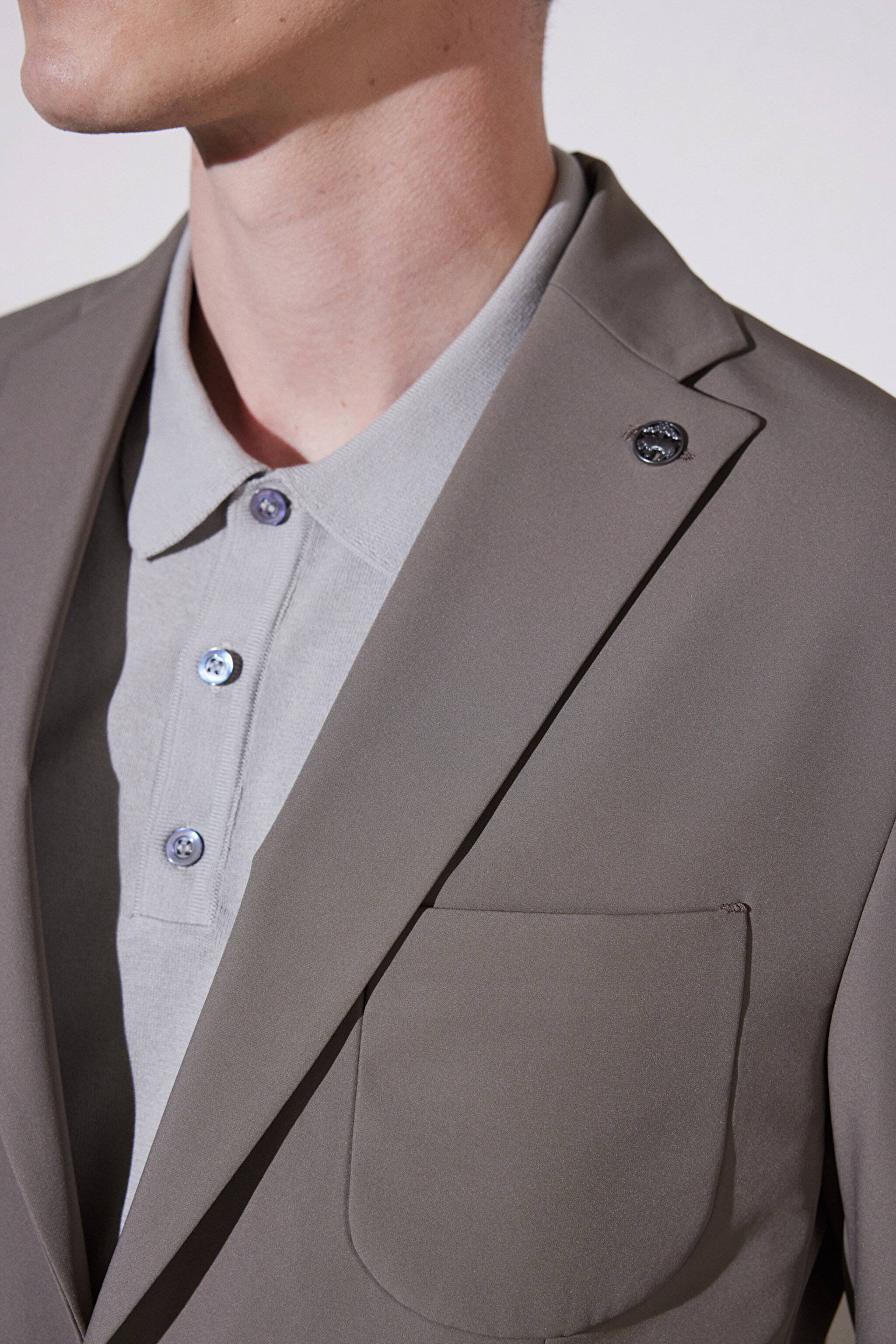 Slim Fit Dar Kesim Mono Yaka Cepli Performans Ceket - Camel (görsel 6)