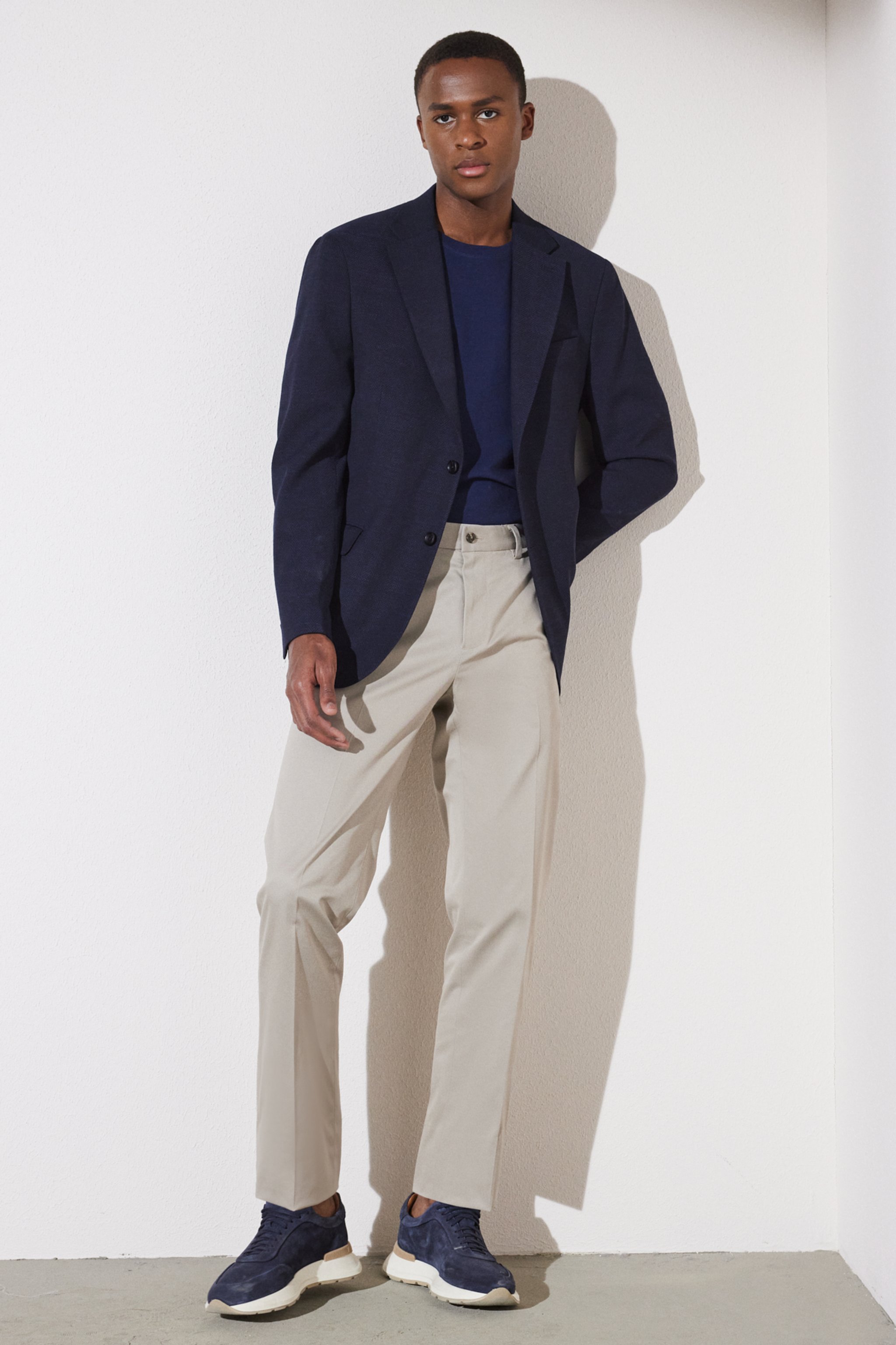 Slim Fit Dar Kesim Mono Yaka Cepli Desenli Klasik Ceket - Siyah (görsel 6)