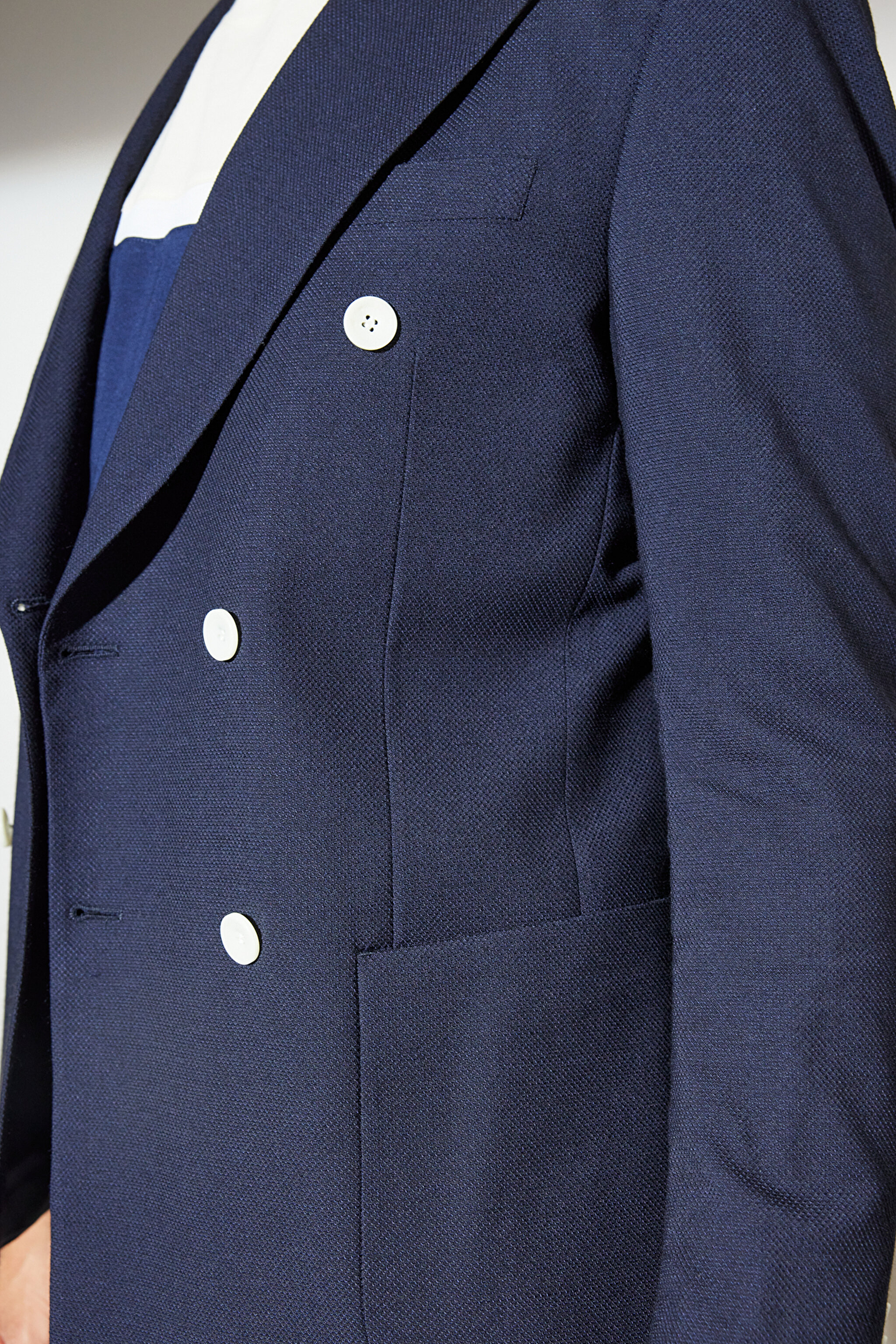 Slim Fit Dar Kesim Sivri Yaka Cepli Kruvaze Ceket - Koyu Lacivert (görsel 7)
