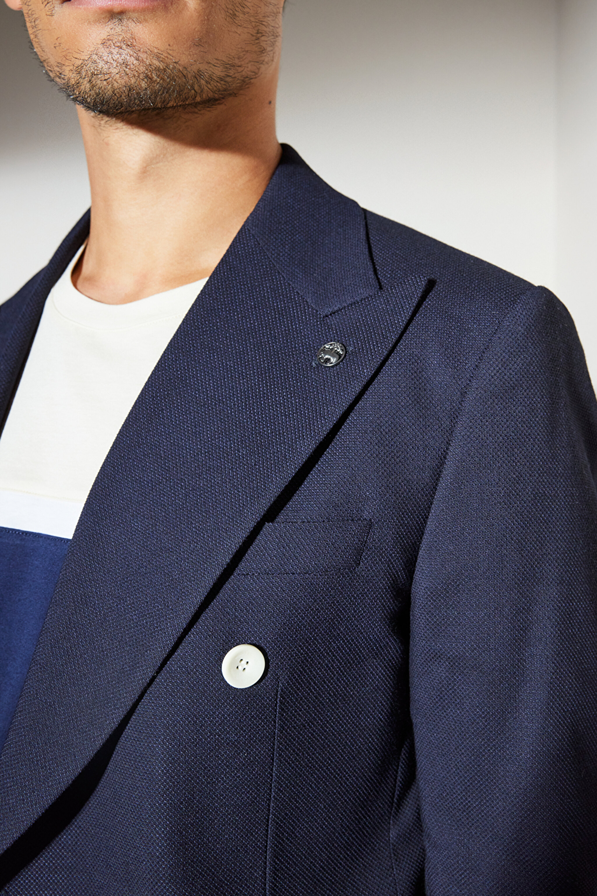 Slim Fit Dar Kesim Sivri Yaka Cepli Kruvaze Ceket - Koyu Lacivert (görsel 8)