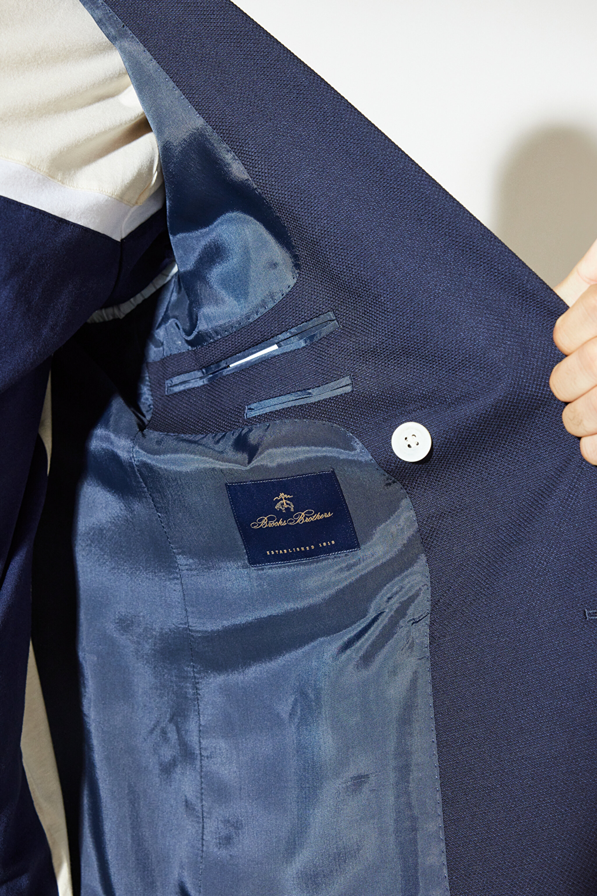 Slim Fit Dar Kesim Sivri Yaka Cepli Kruvaze Ceket - Koyu Lacivert (görsel 9)