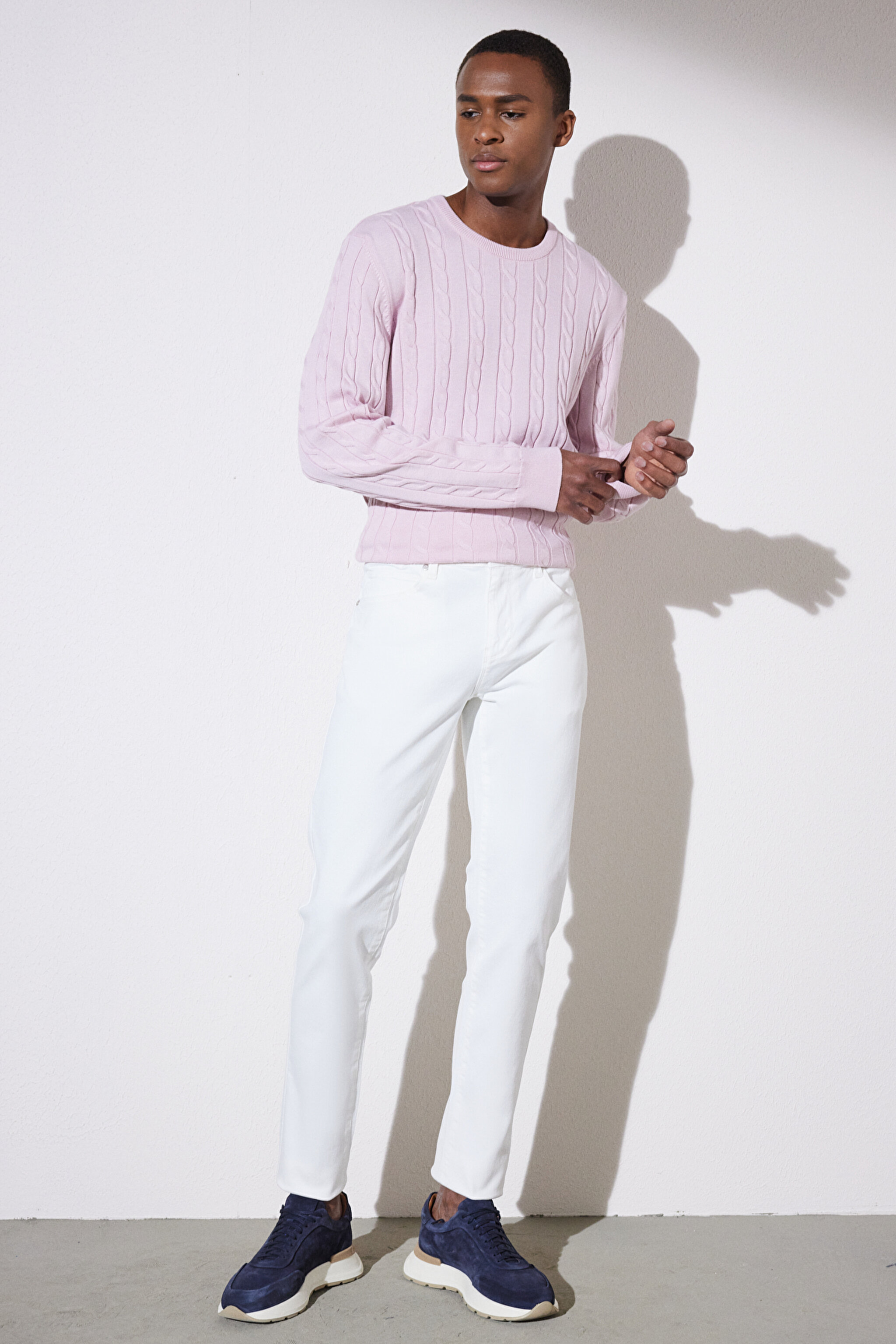 Regular Fit Geniş Kesim Cepli Pantolon - Ekru