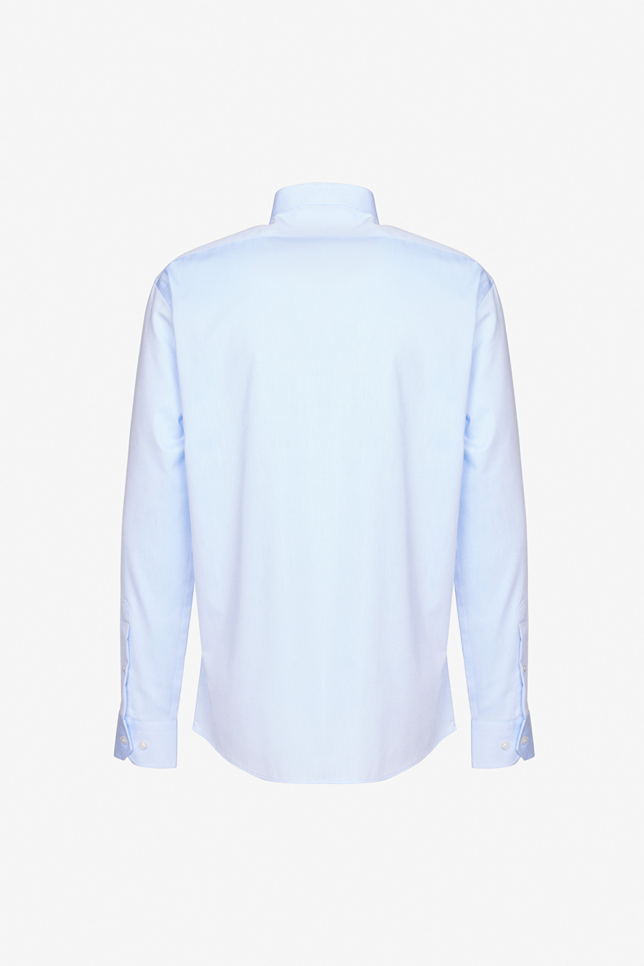 Comfort Fit Rahat Kesim Düğmeli Yaka %100 Pamuk Gabardin Gömlek - Mavi (görsel 8)