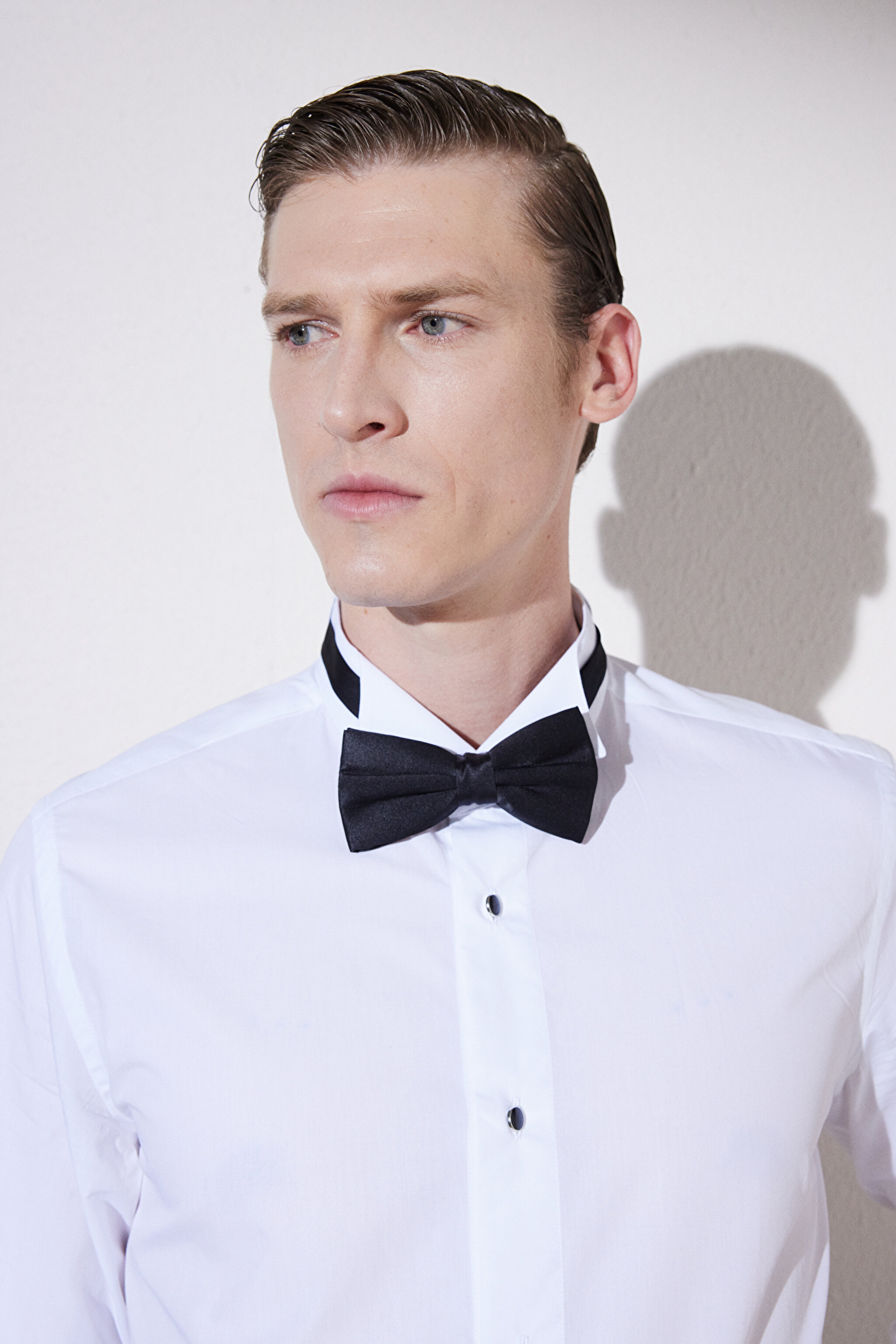 Slim Fit Dar Kesim Ata Yaka Smokin Gömlek - Beyaz (görsel 3)
