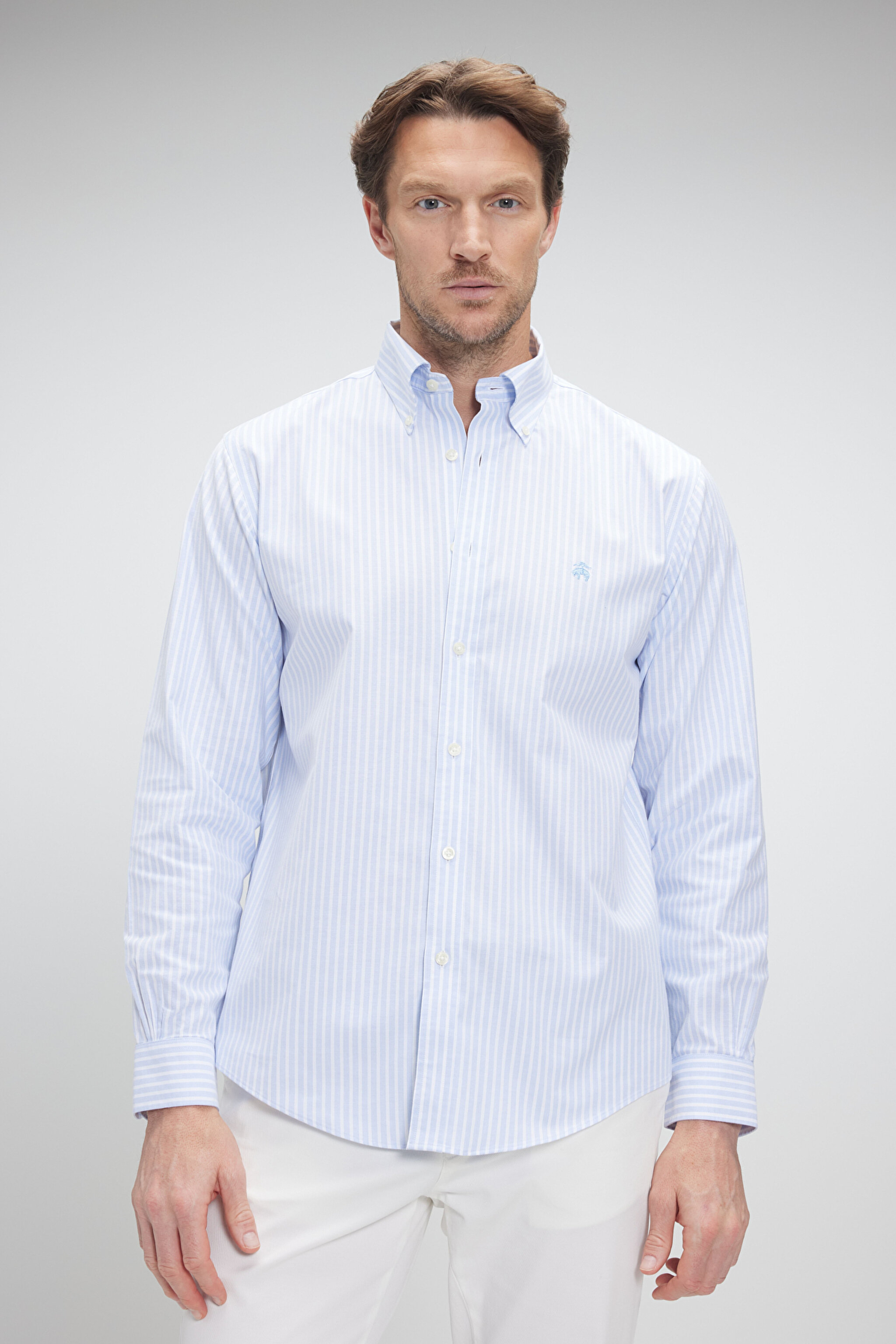 Ütü Gerektirmeyen Regular Fit Geniş Kesim Non-Iron Gömlek - Açık Mavi