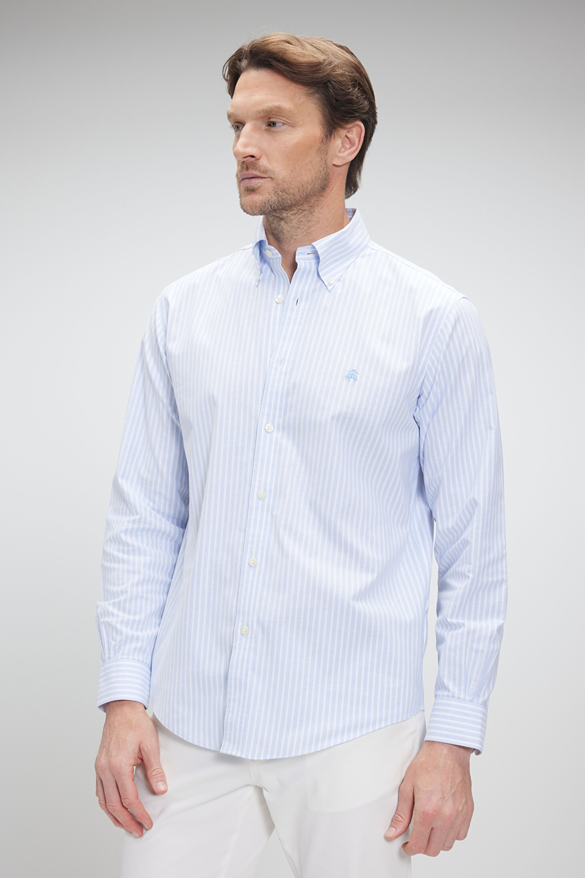 Ütü Gerektirmeyen Regular Fit Geniş Kesim Non-Iron Gömlek - Açık Mavi (görsel 2)