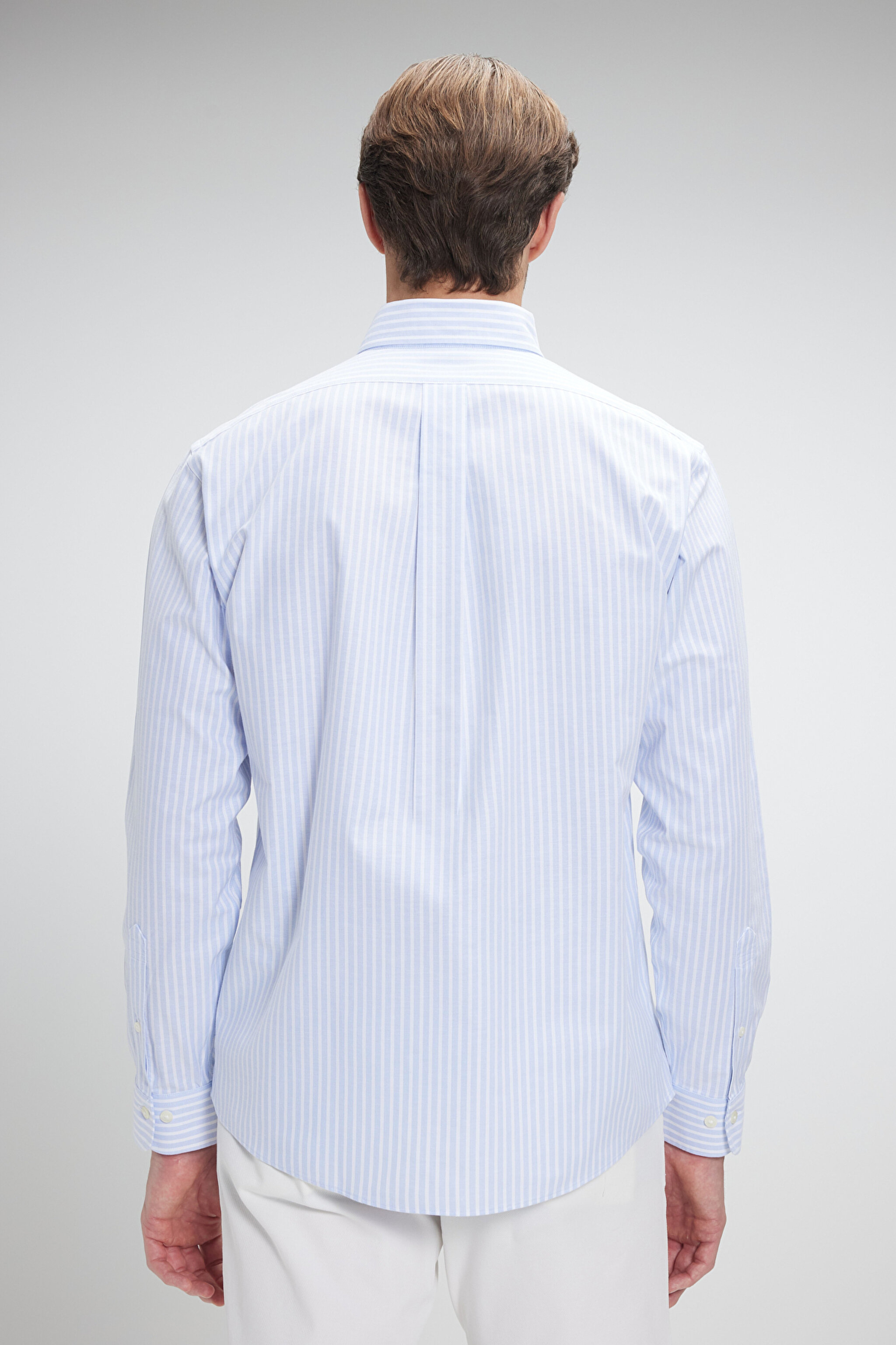 Ütü Gerektirmeyen Regular Fit Geniş Kesim Non-Iron Gömlek - Açık Mavi (görsel 7)