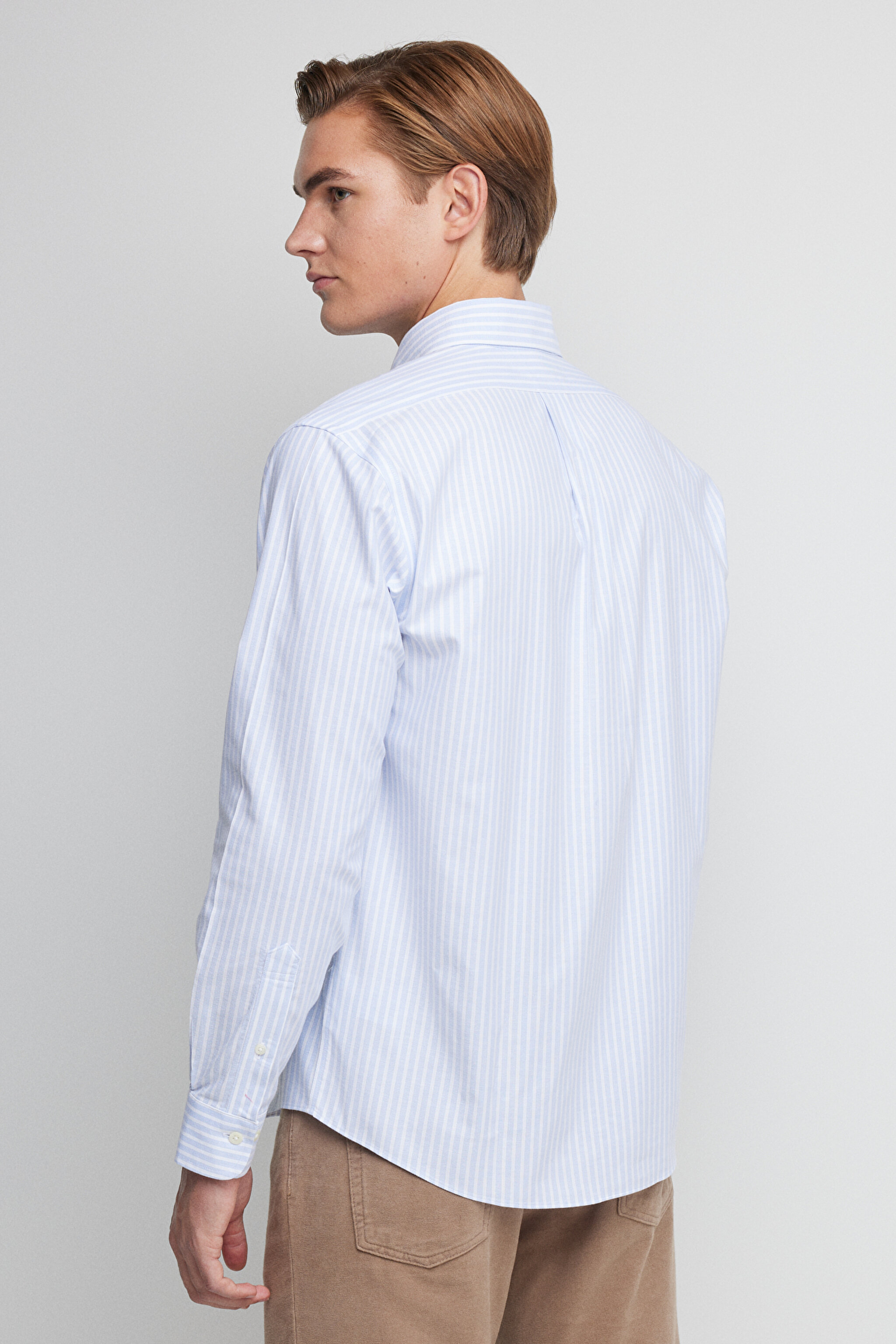 Ütü Gerektirmeyen Regular Fit Geniş Kesim Non-Iron Gömlek - Açık Mavi (görsel 11)