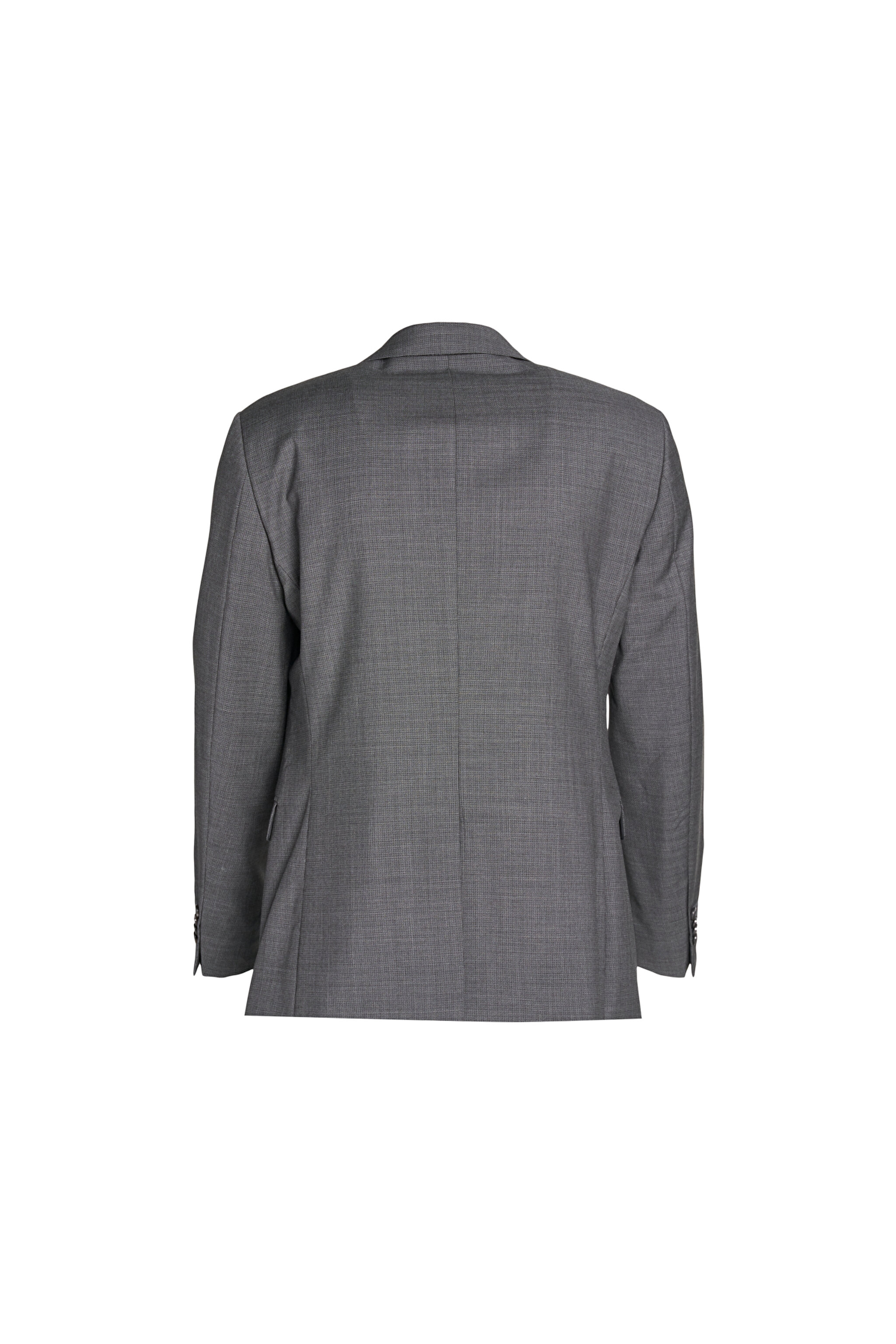 Comfort Fit Rahat Kesim Mono Yaka Desenli Yünlü Takım Elbise - Gri (görsel 10)