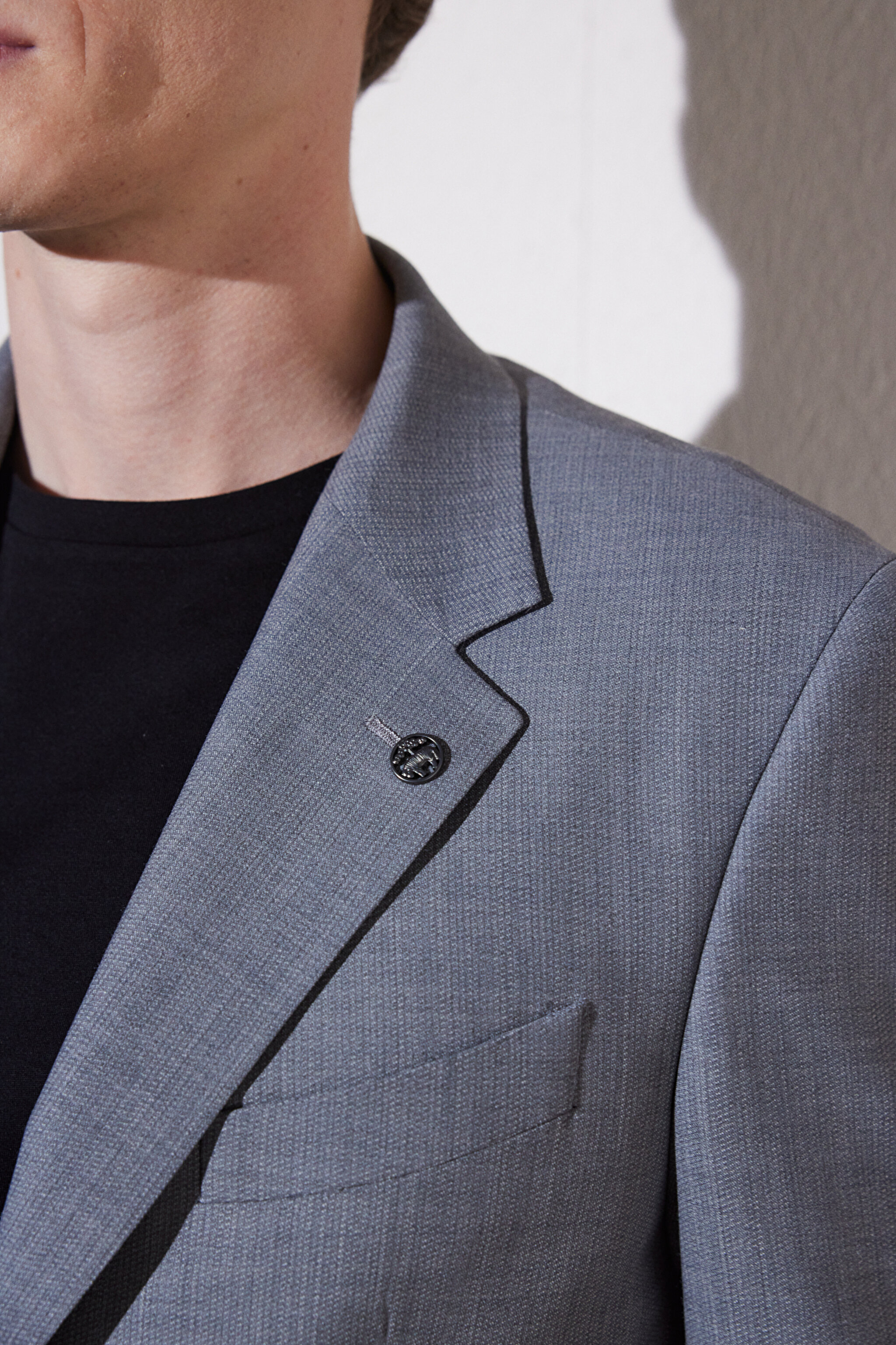 Slim Fit Dar Kesim Mono Yaka Cepli Takım Elbise - Gri (görsel 7)