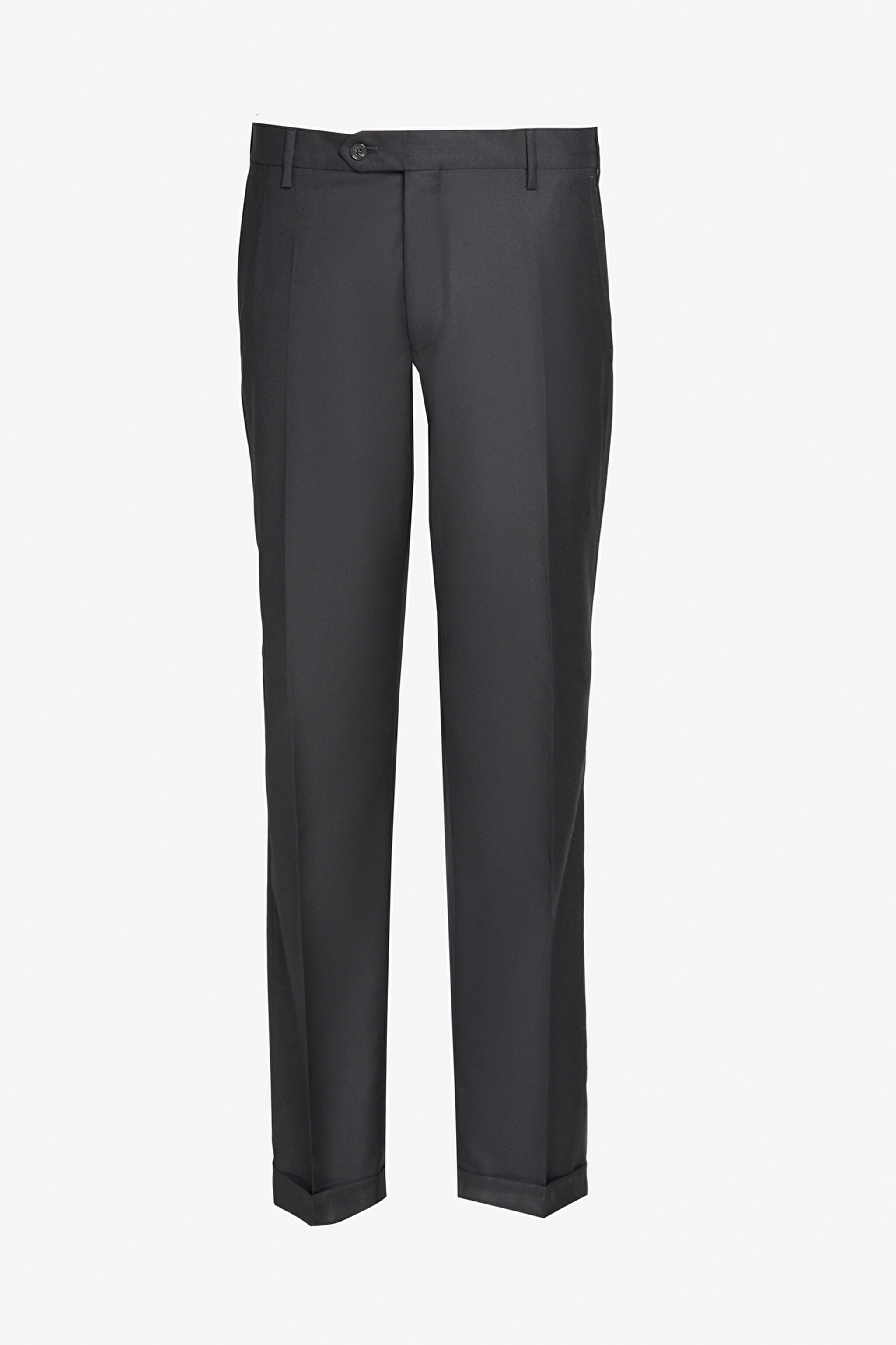 Comfort Fit Rahat Kesim Mono Yaka Desenli Yünlü Takım Elbise - Siyah (görsel 10)