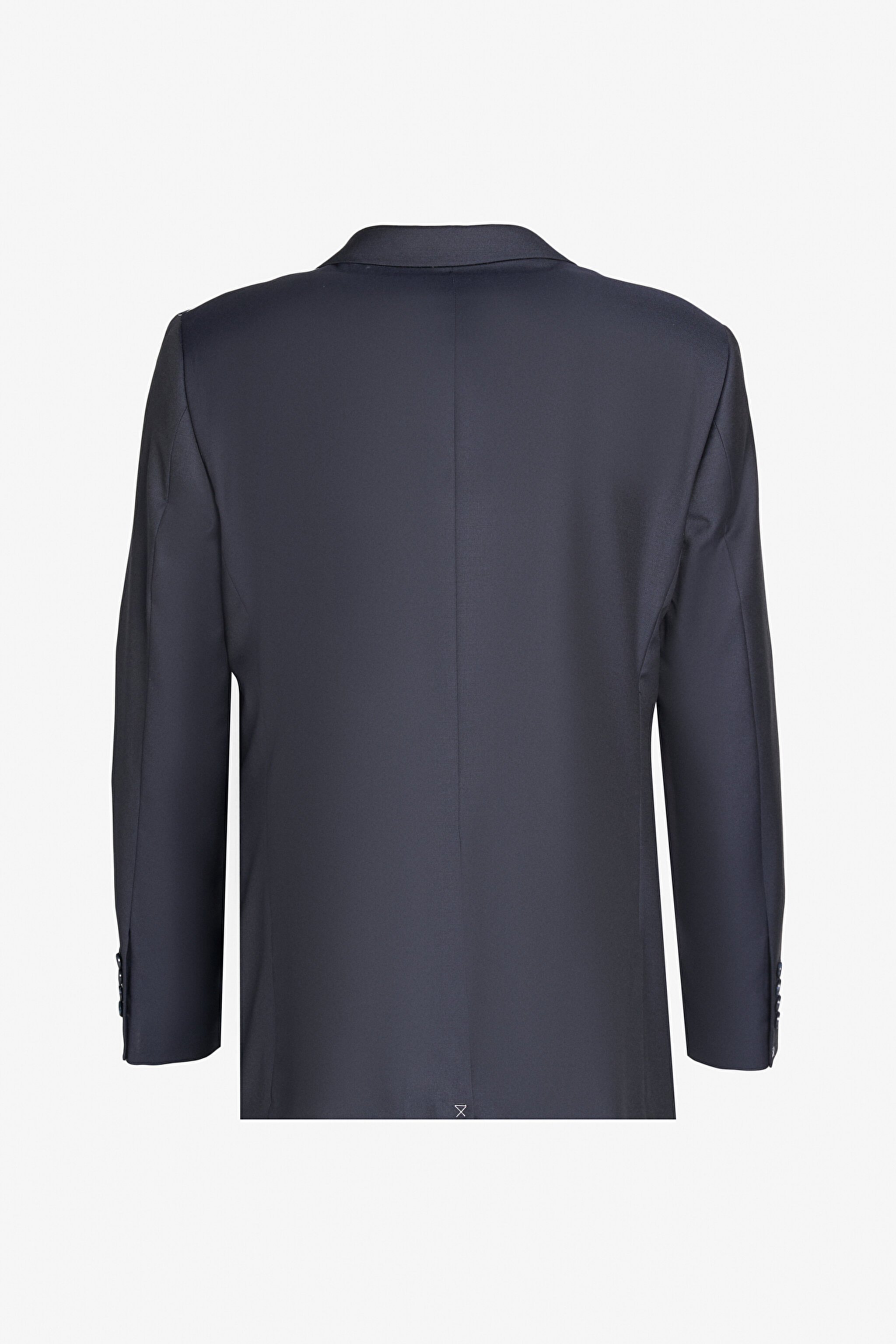 Comfort Fit Rahat Kesim Mono Yaka Desenli Yünlü Takım Elbise - Lacivert (görsel 11)