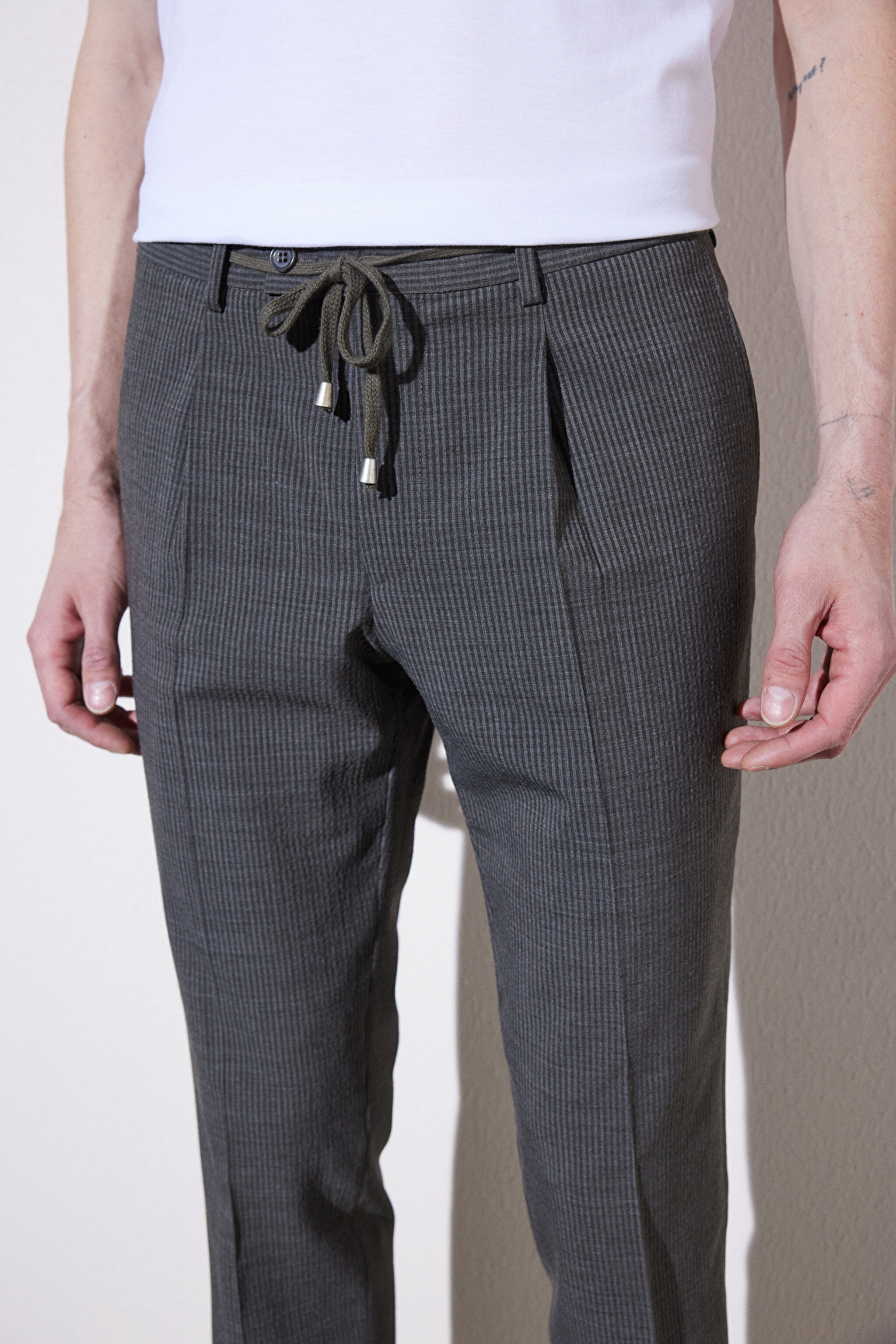 Slim Fit Dar Kesim Mono Yaka İtalyan Kumaş Marzotto Takım Elbise - Haki (görsel 6)