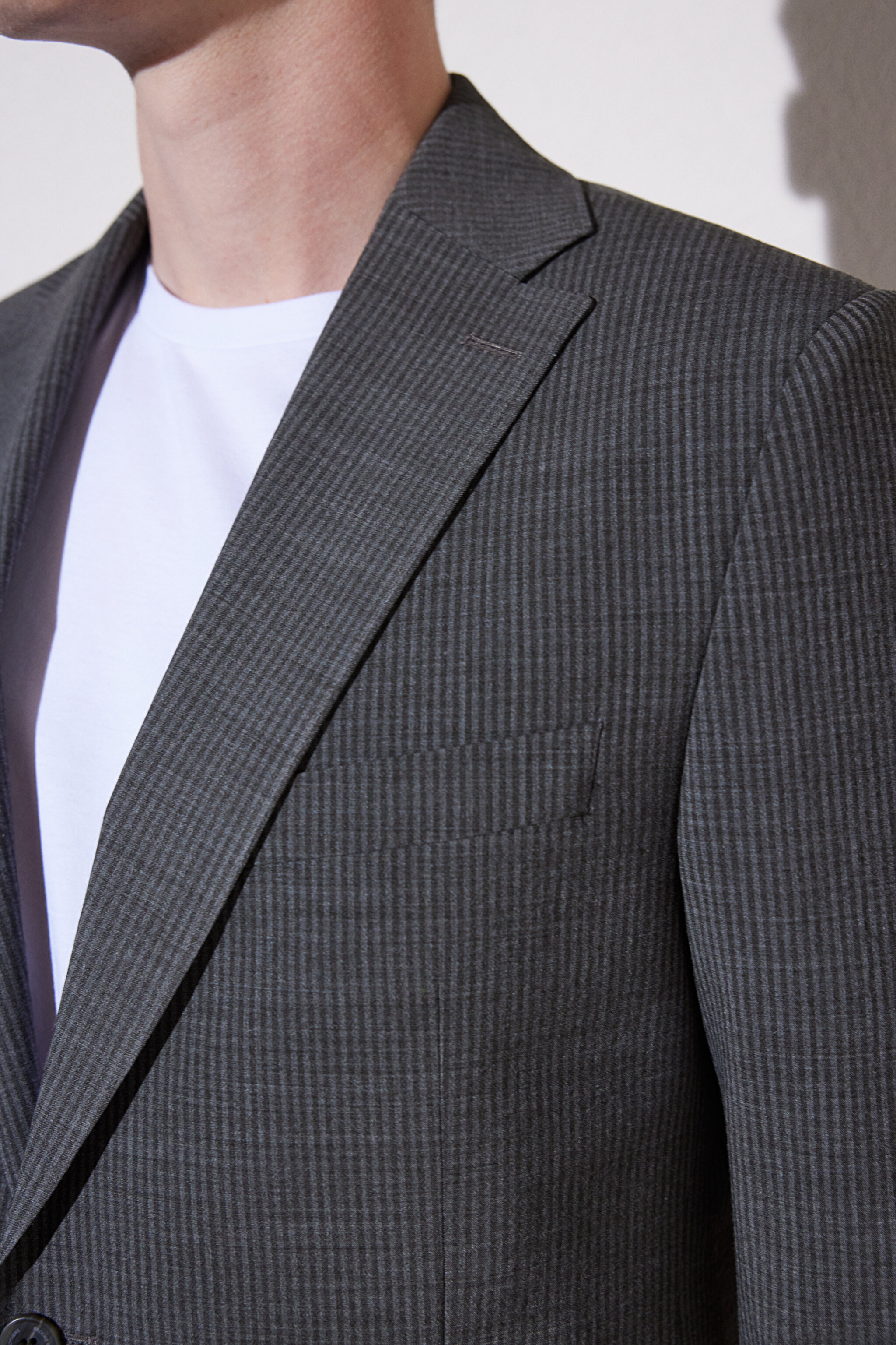 Slim Fit Dar Kesim Mono Yaka İtalyan Kumaş Marzotto Takım Elbise - Haki (görsel 7)