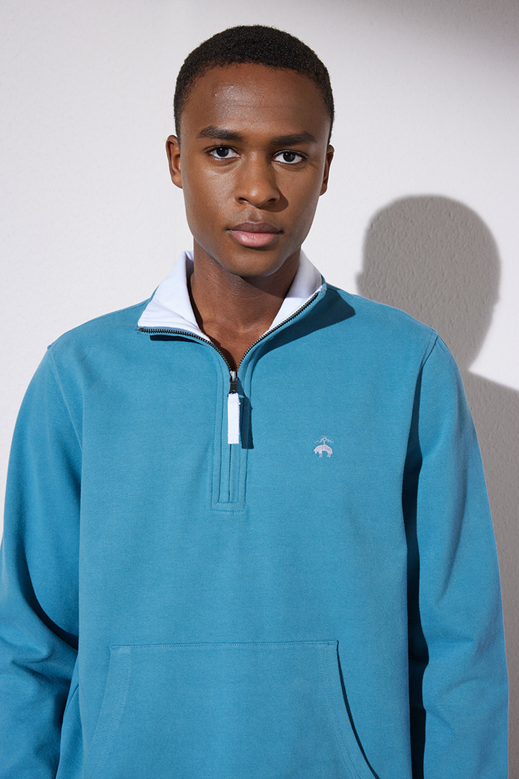 Yarım Fermuarlı Sweatshirt - Mavi (görsel 3)