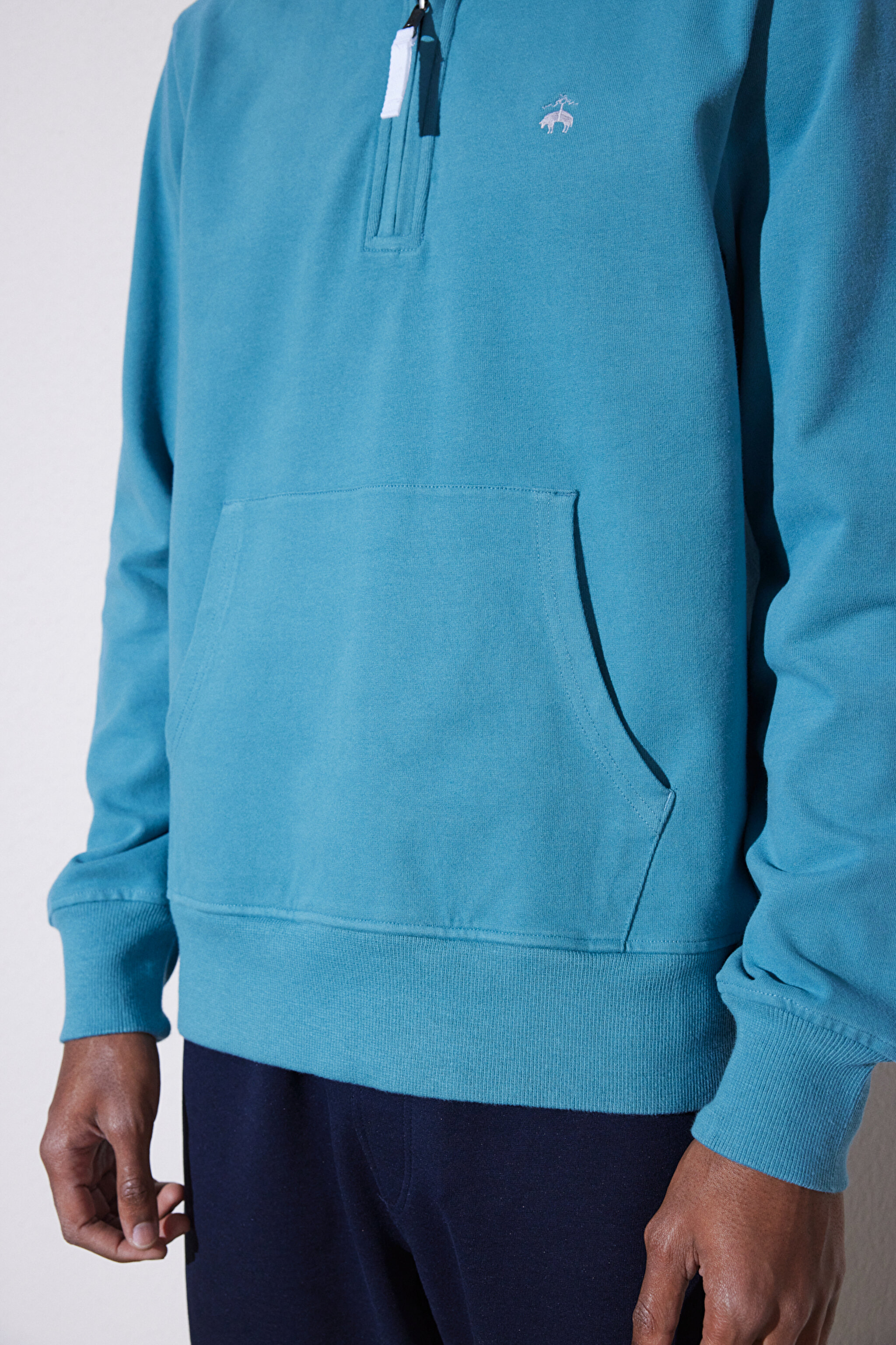 Yarım Fermuarlı Sweatshirt - Mavi (görsel 5)