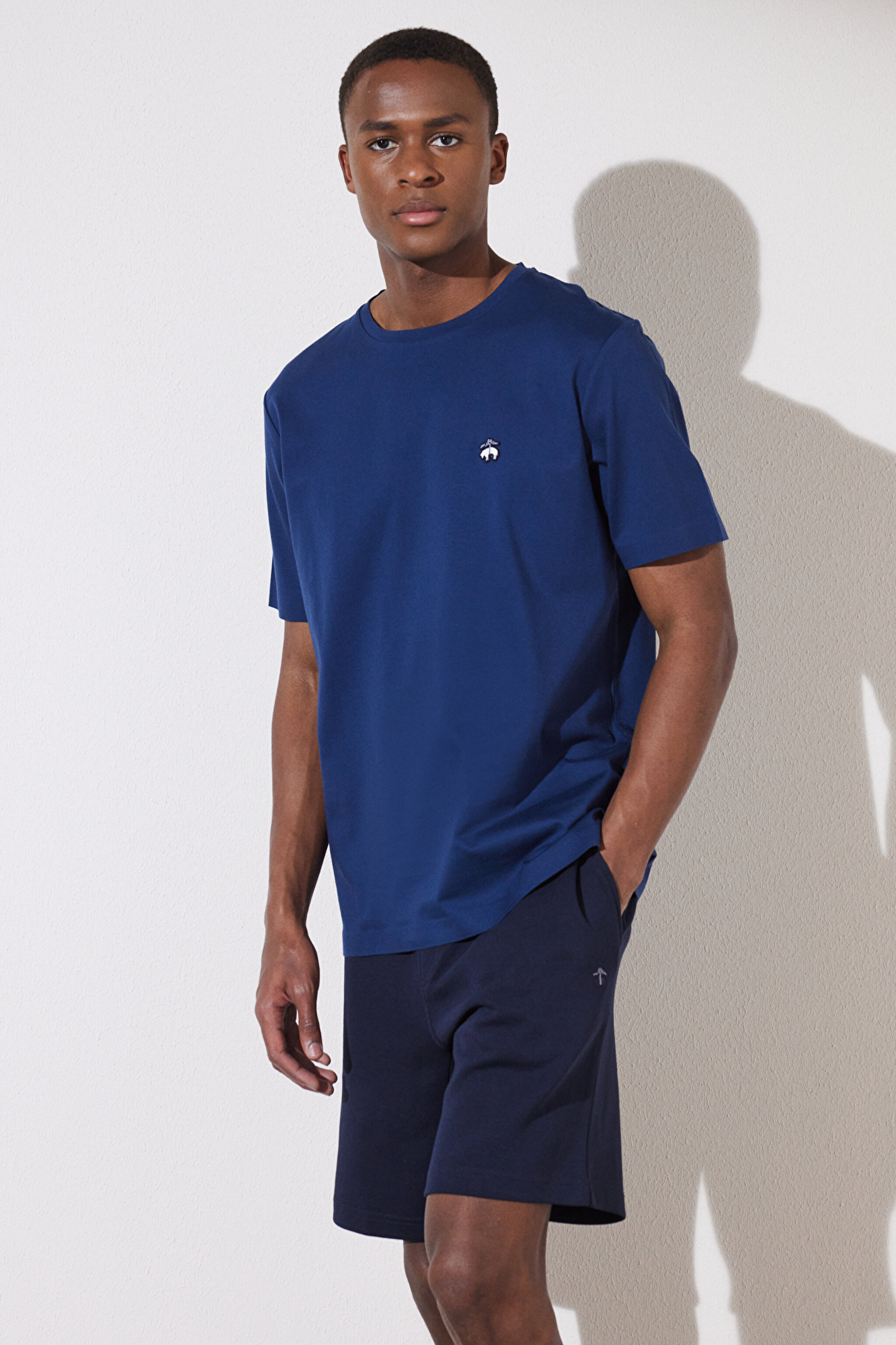 Bisiklet Yaka Basic Tişört - Lacivert