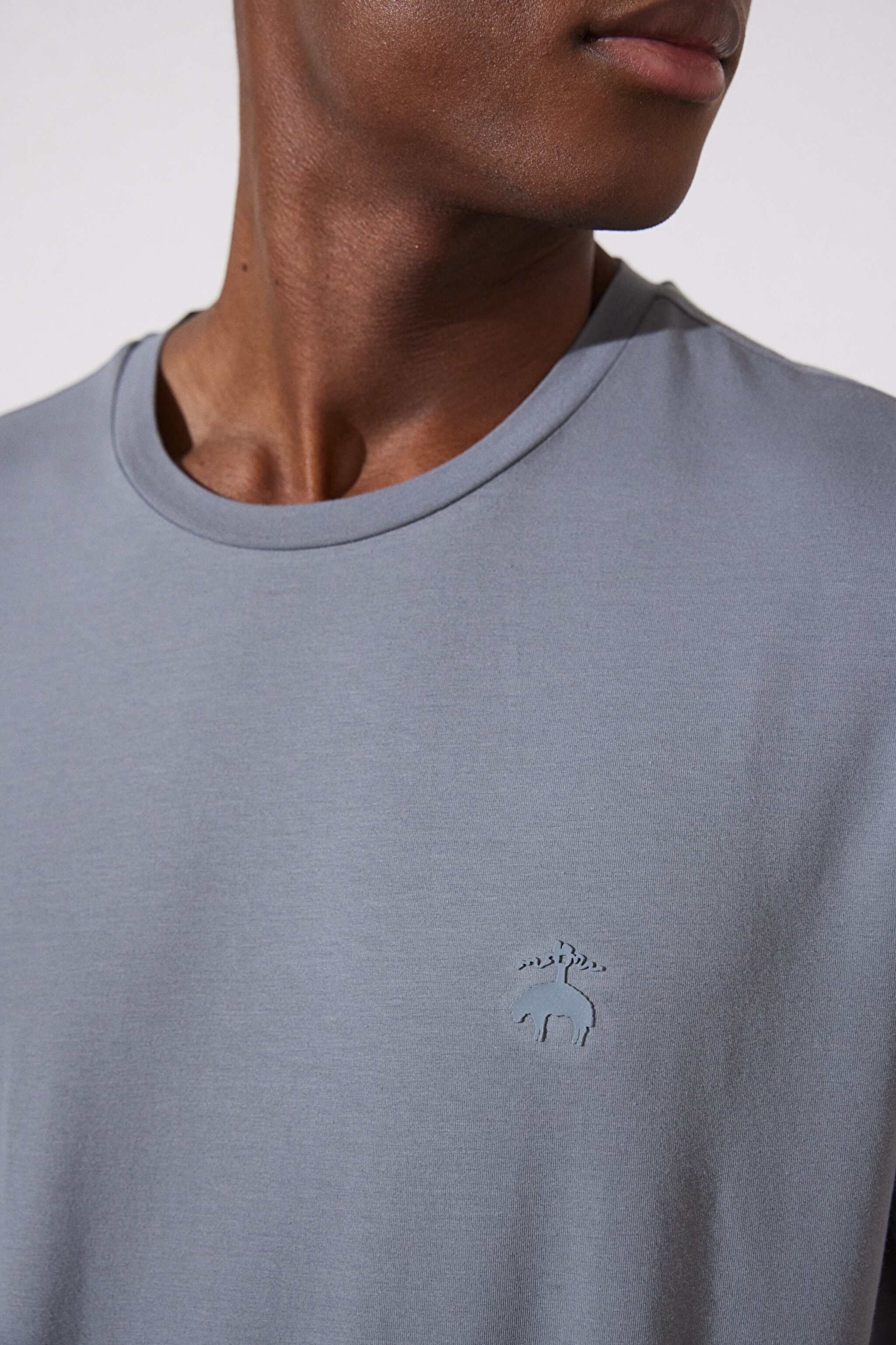 Bisiklet Yaka Basic Tişört - Gri (görsel 6)