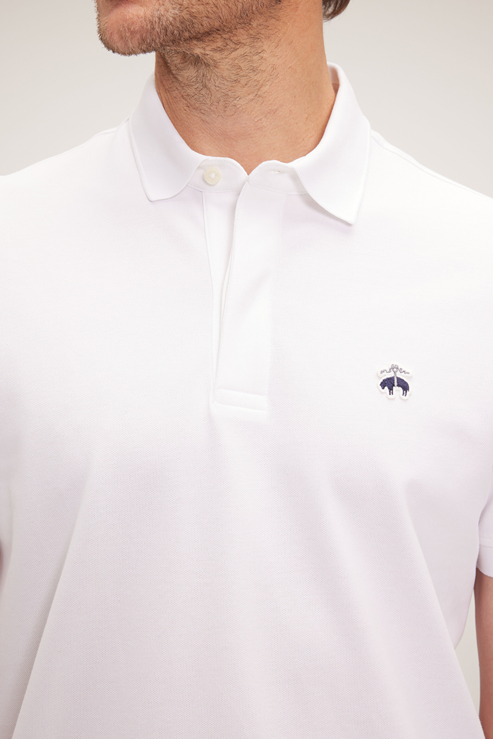 Likralı Pike Polo Tişört - Beyaz (görsel 5)