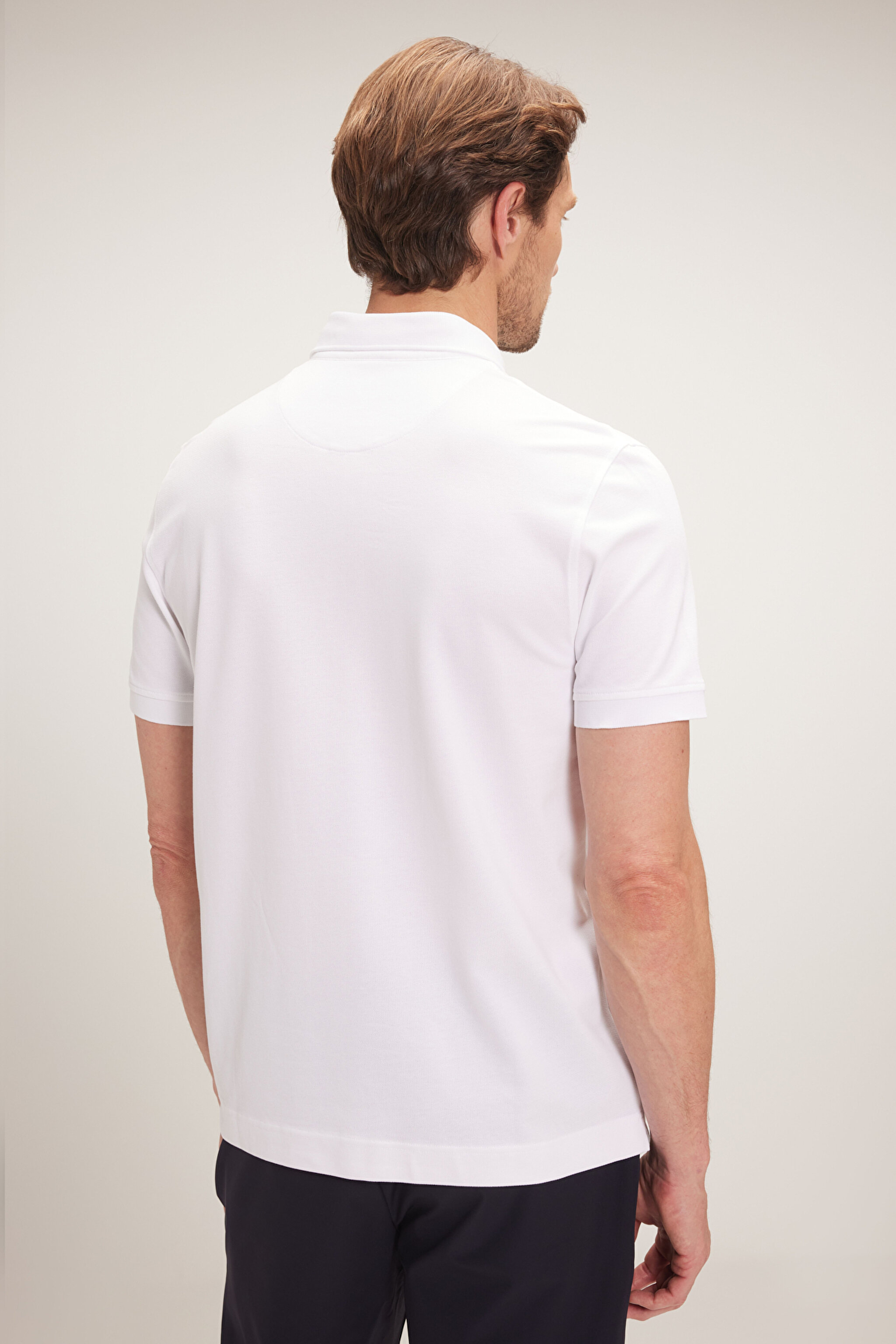 Likralı Pike Polo Tişört - Beyaz (görsel 6)