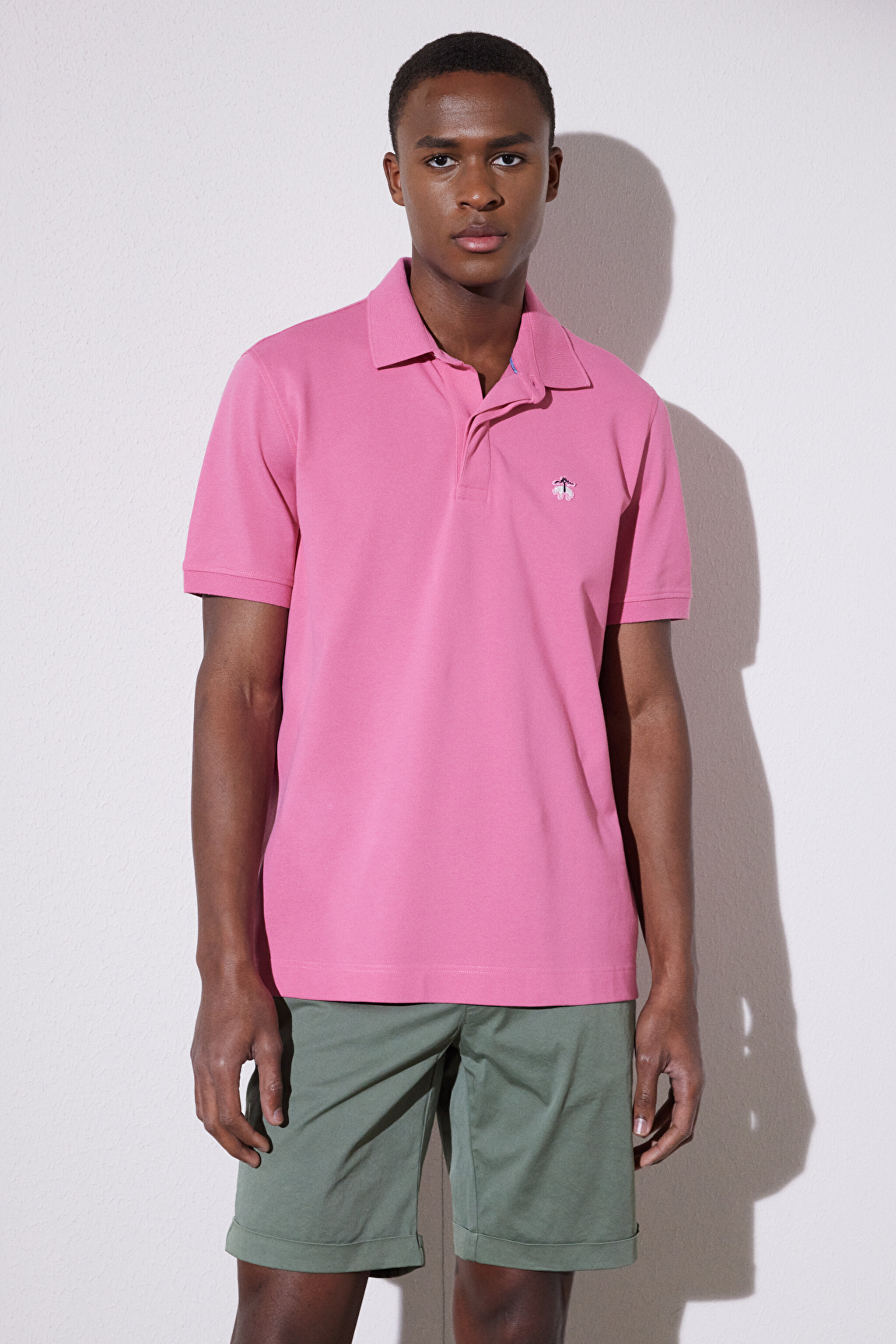 Likralı Pike Polo Tişört - Pembe (görsel 3)