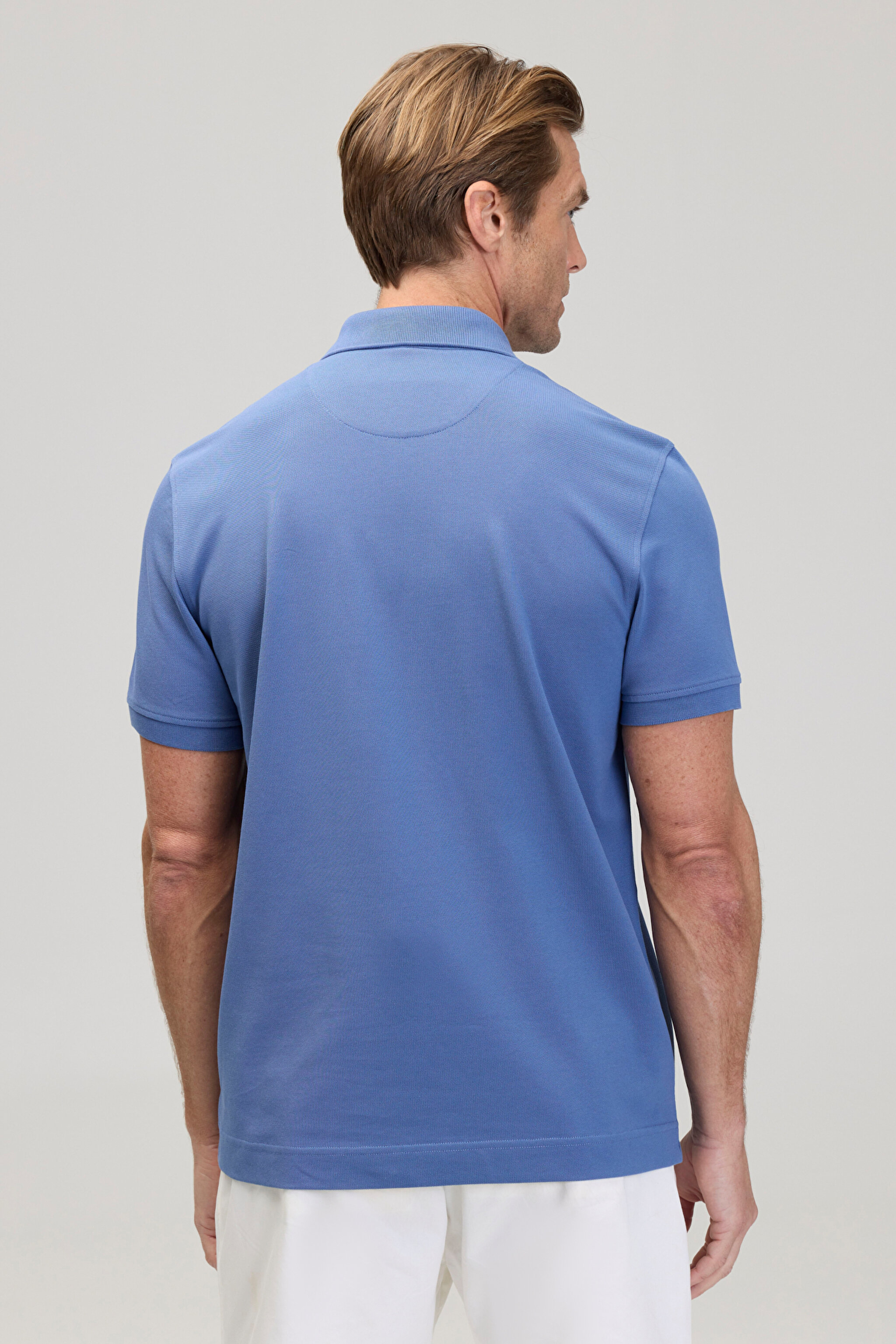 Likralı Pike Polo Tişört - Indigo (görsel 5)