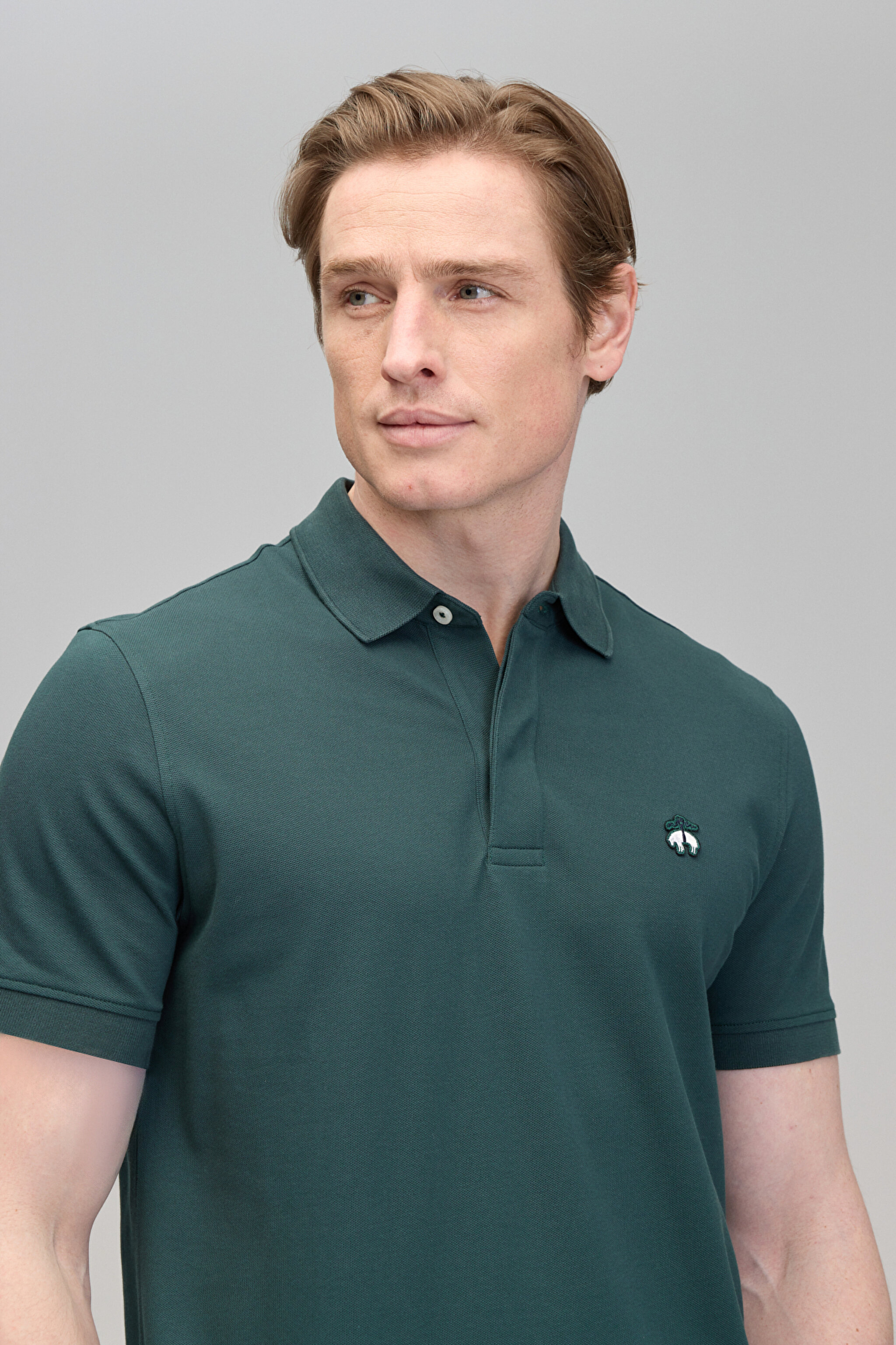 Likralı Pike Polo Tişört - Koyu Yeşil (görsel 2)