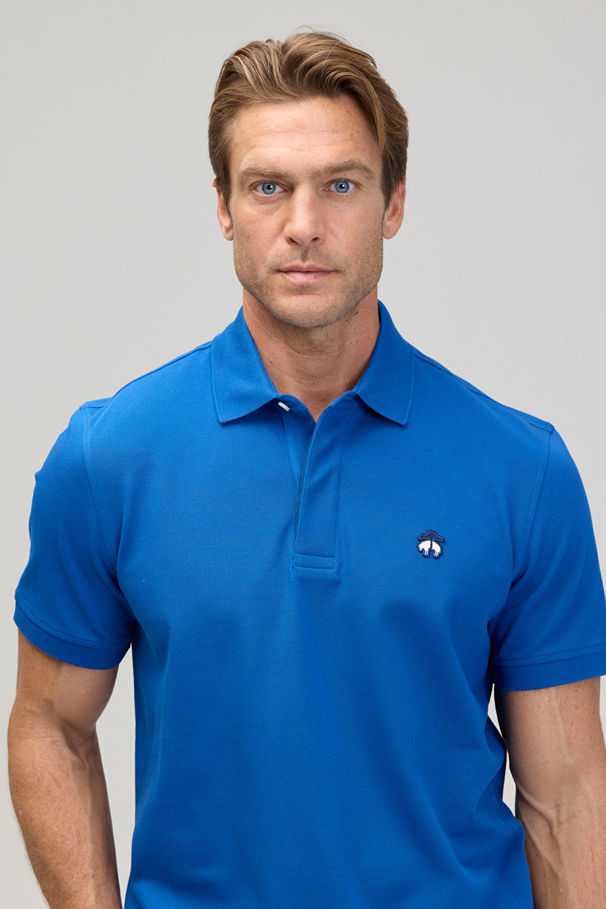 Likralı Pike Polo Tişört - Saks Mavi