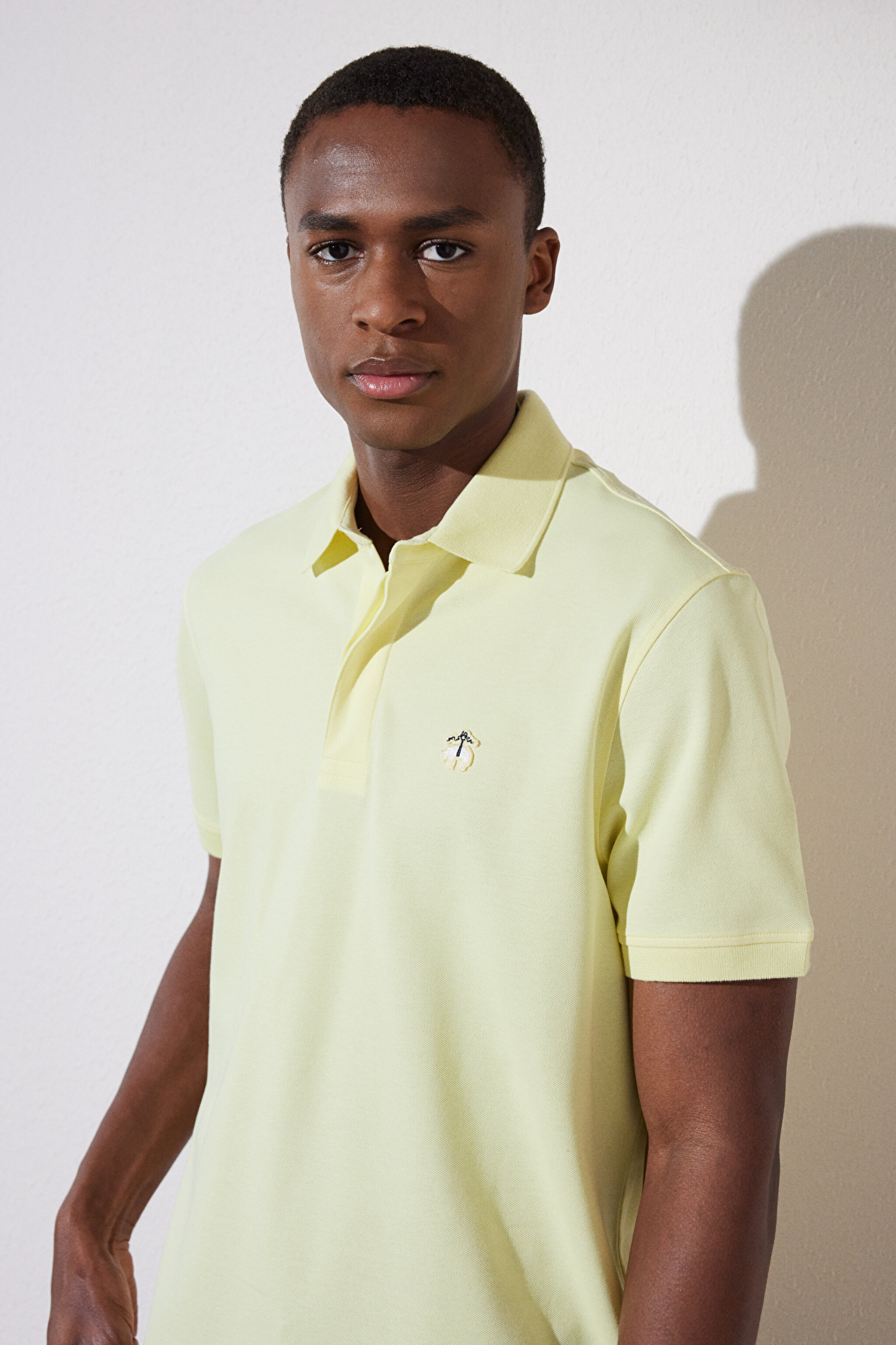 Likralı Pike Polo Tişört - Sarı (görsel 3)