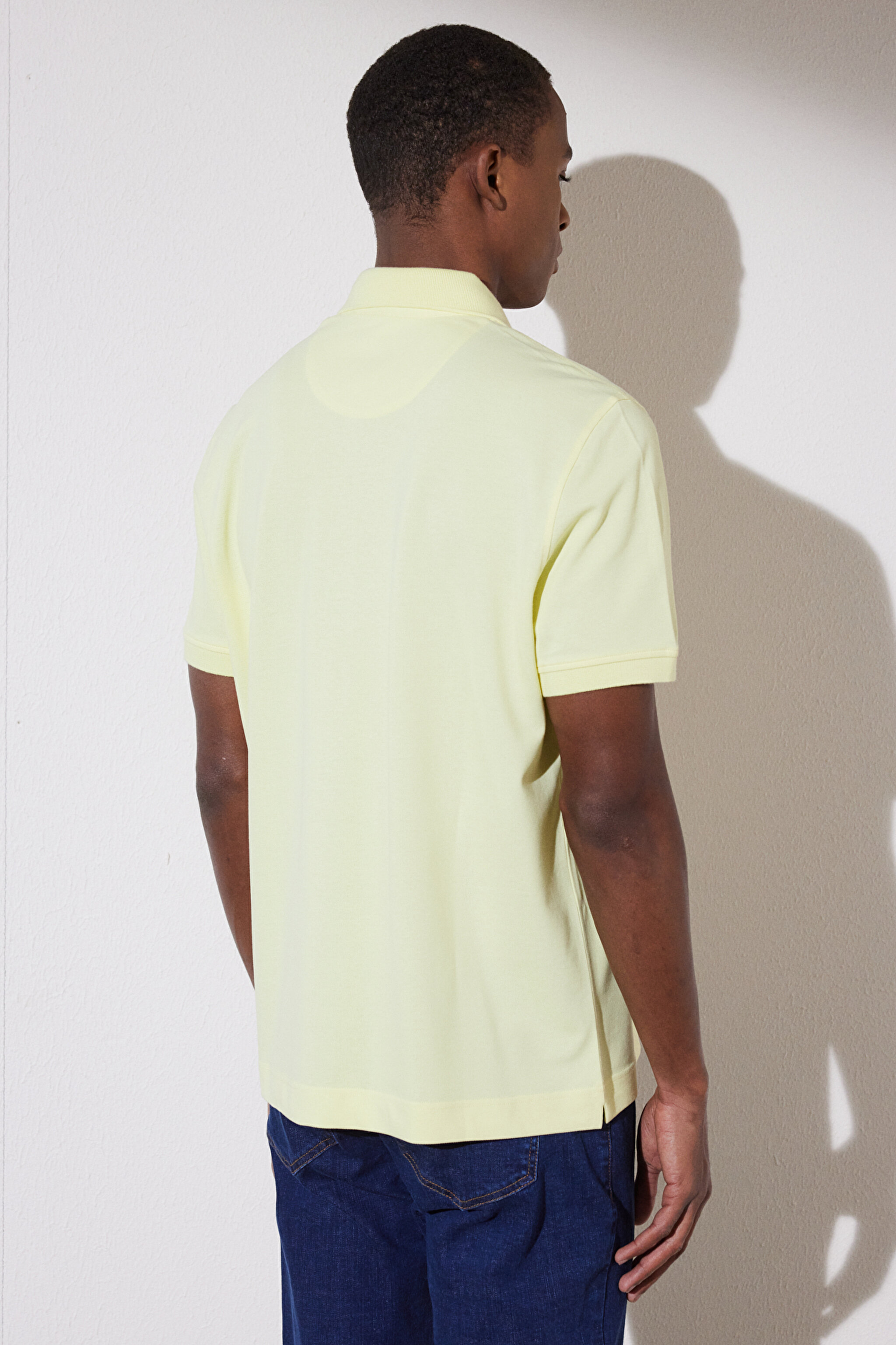 Likralı Pike Polo Tişört - Sarı (görsel 5)