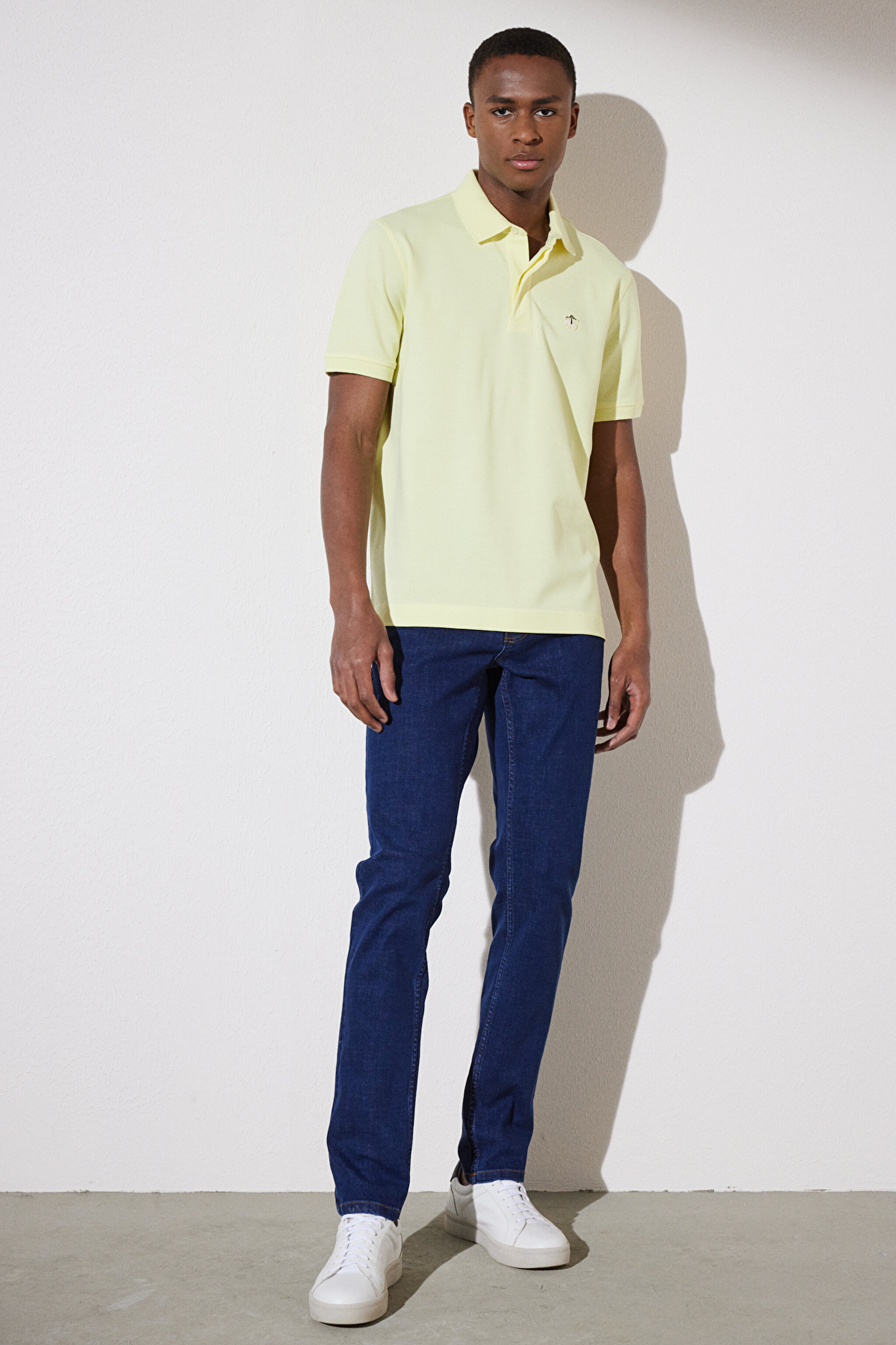 Likralı Pike Polo Tişört - Sarı (görsel 6)